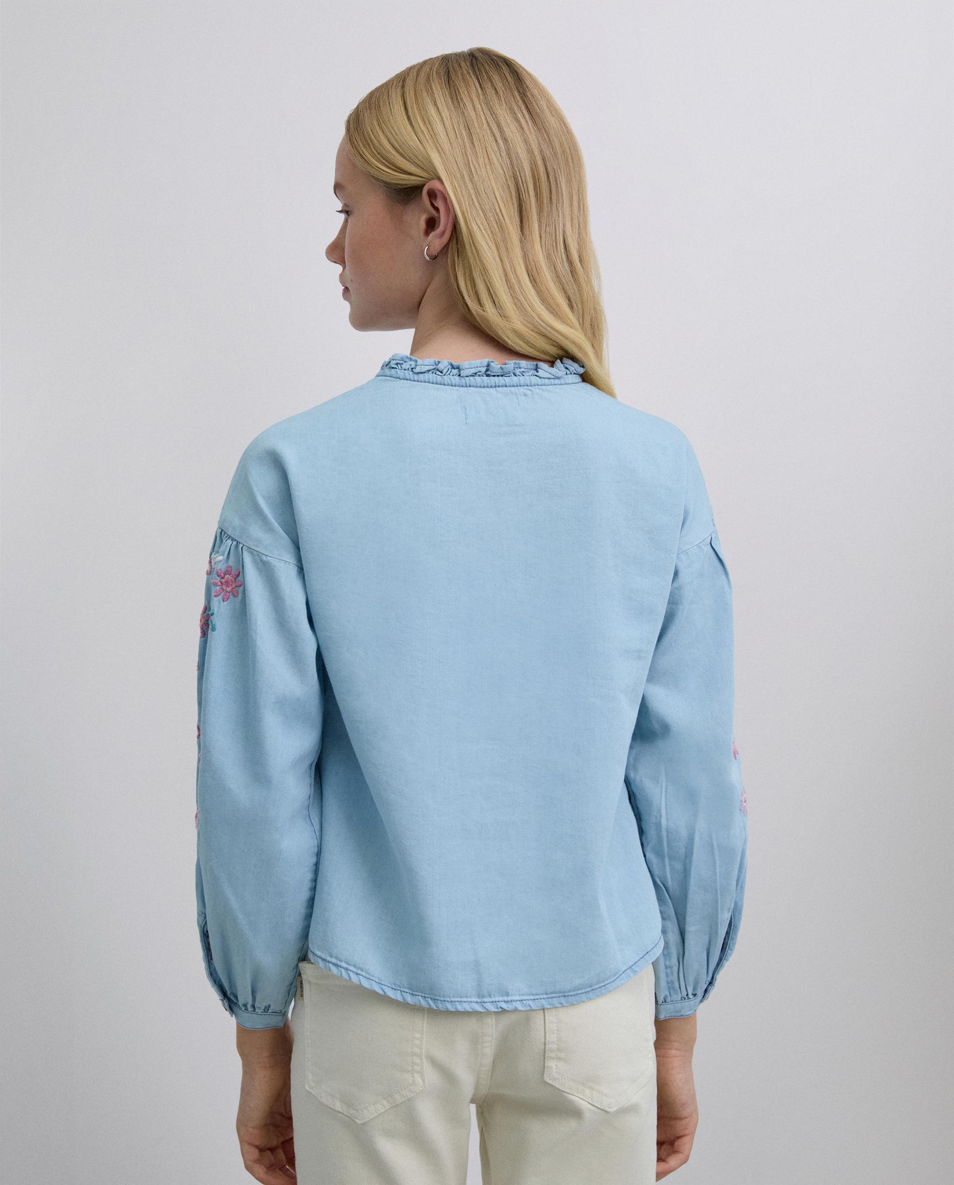 Blusa de Manga Comprida com Detalhes Florais Scalpers Céu-2
