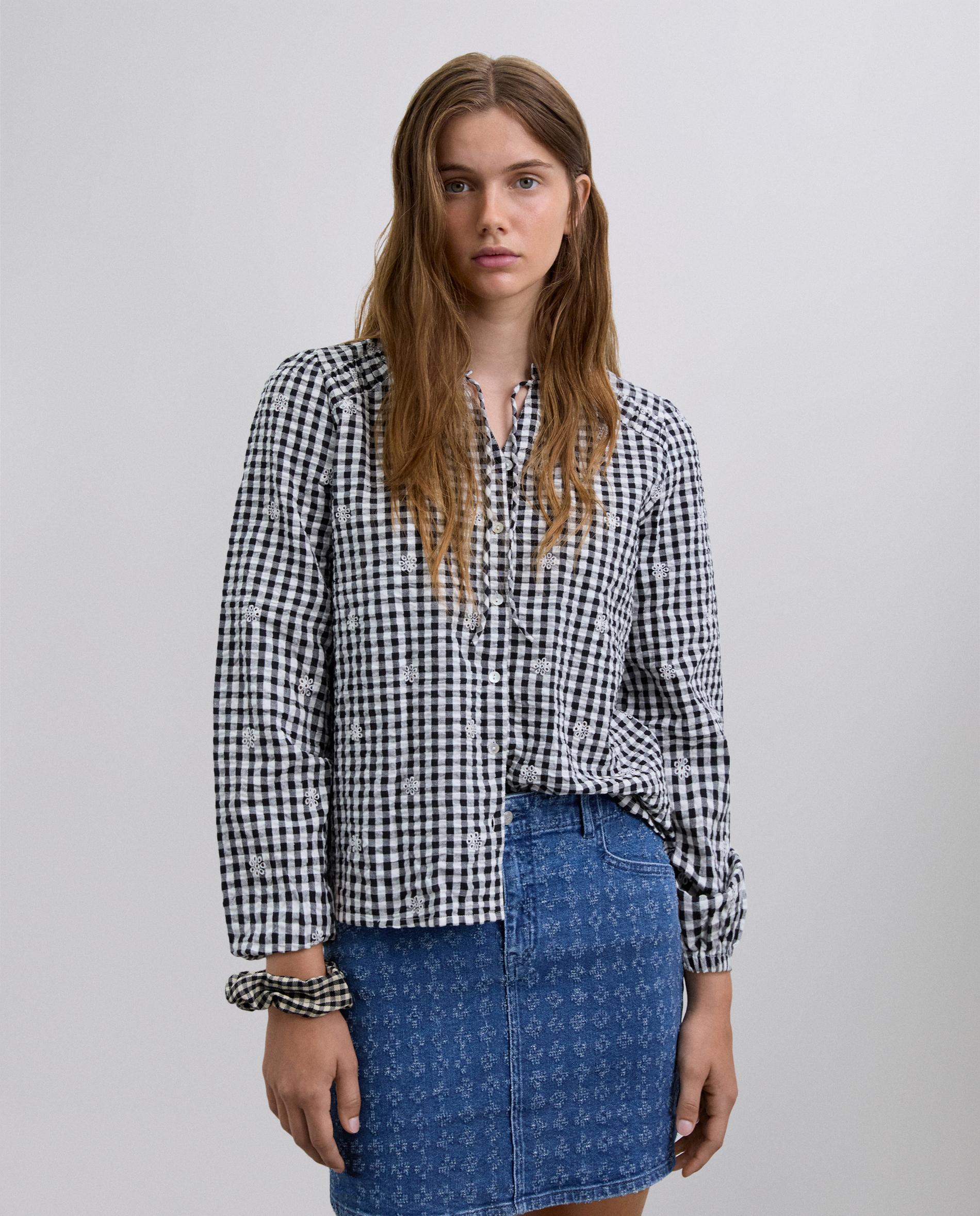 Saia Jeans Mini com Estampado Desgastado Azul denim-2