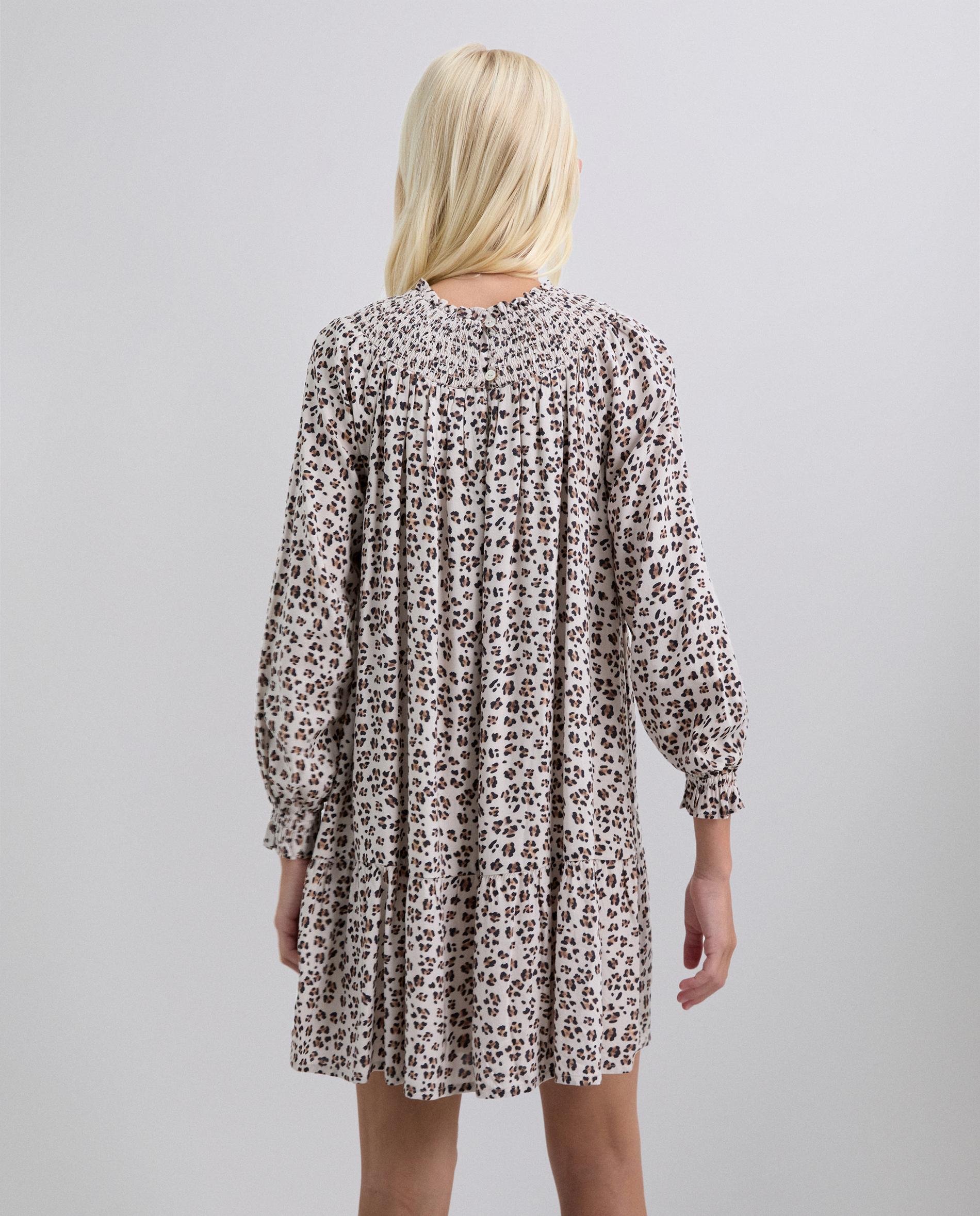 Vestido com Estampado Animal Print e Manga Comprida Ligeiramente Abalonada Scalpers Branco-3