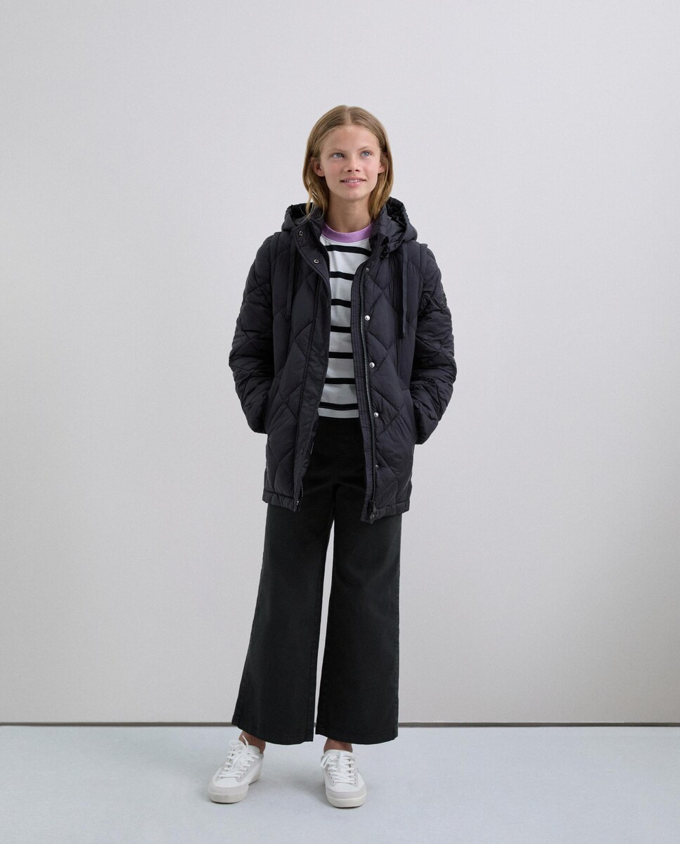 Parka Unissexo com Capuz Integrado e Bolsos Frontais Azul-marinho-1