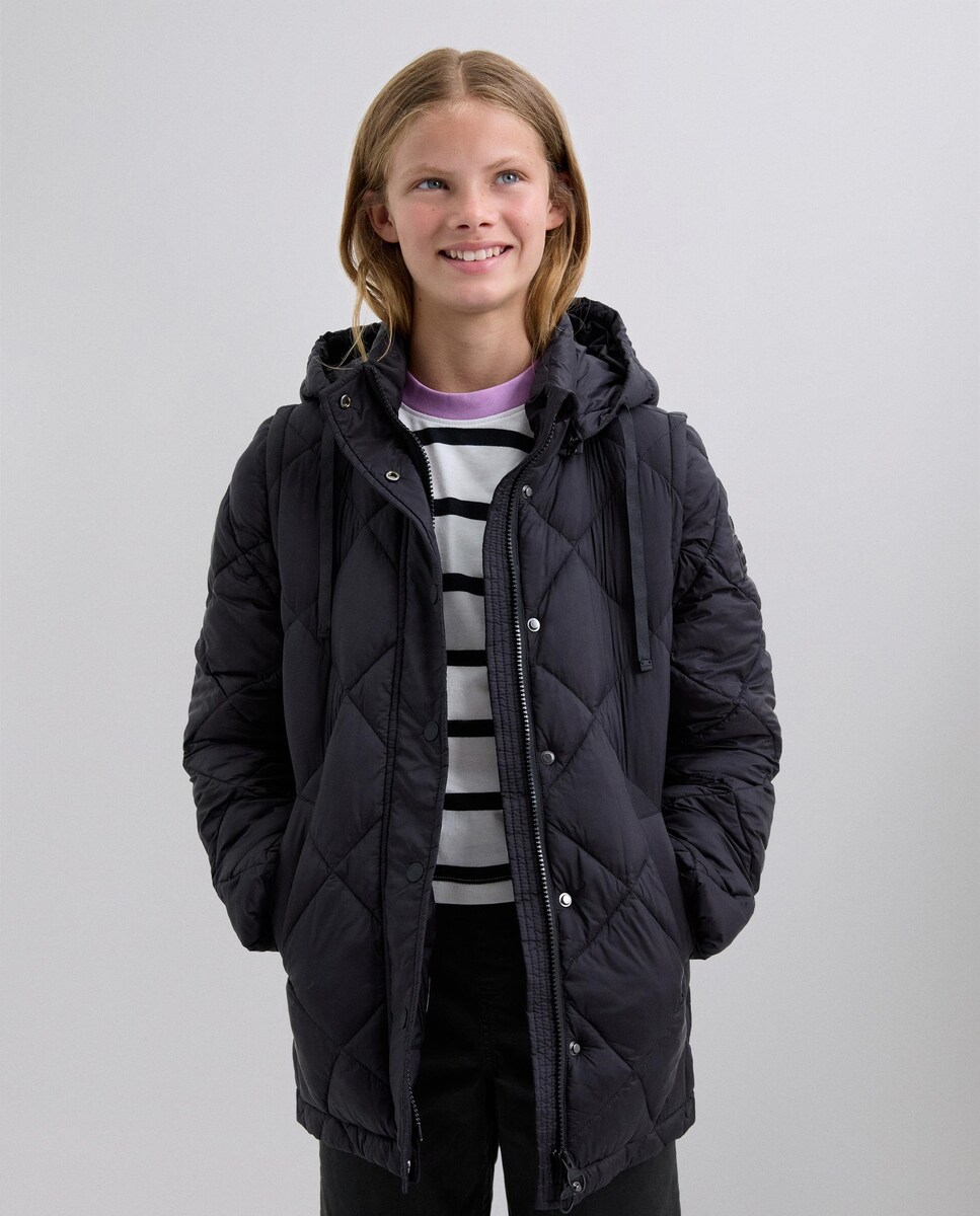 Parka Unissexo com Capuz Integrado e Bolsos Frontais Azul-marinho-2