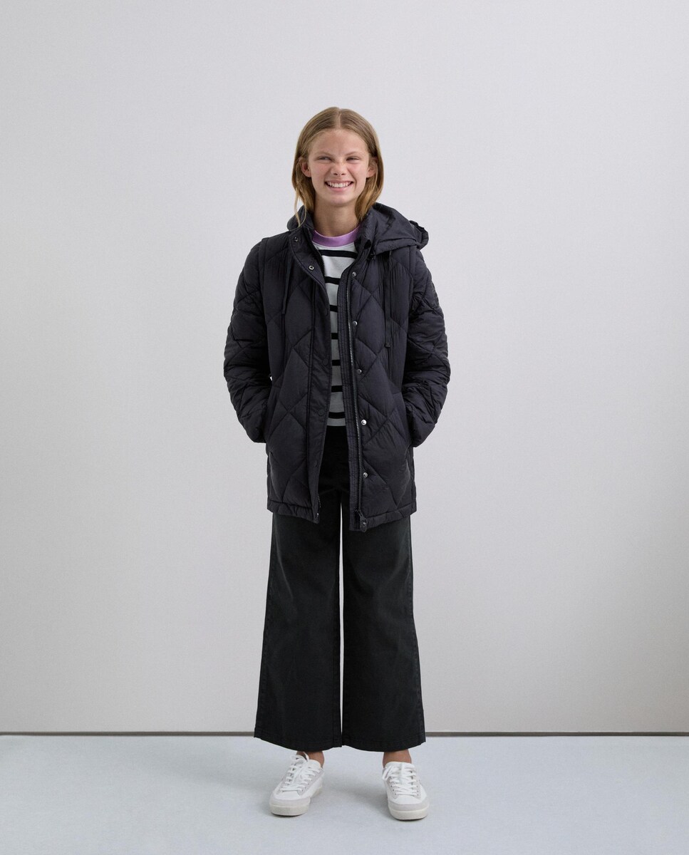 Parka Unissexo com Capuz Integrado e Bolsos Frontais Azul-marinho-4