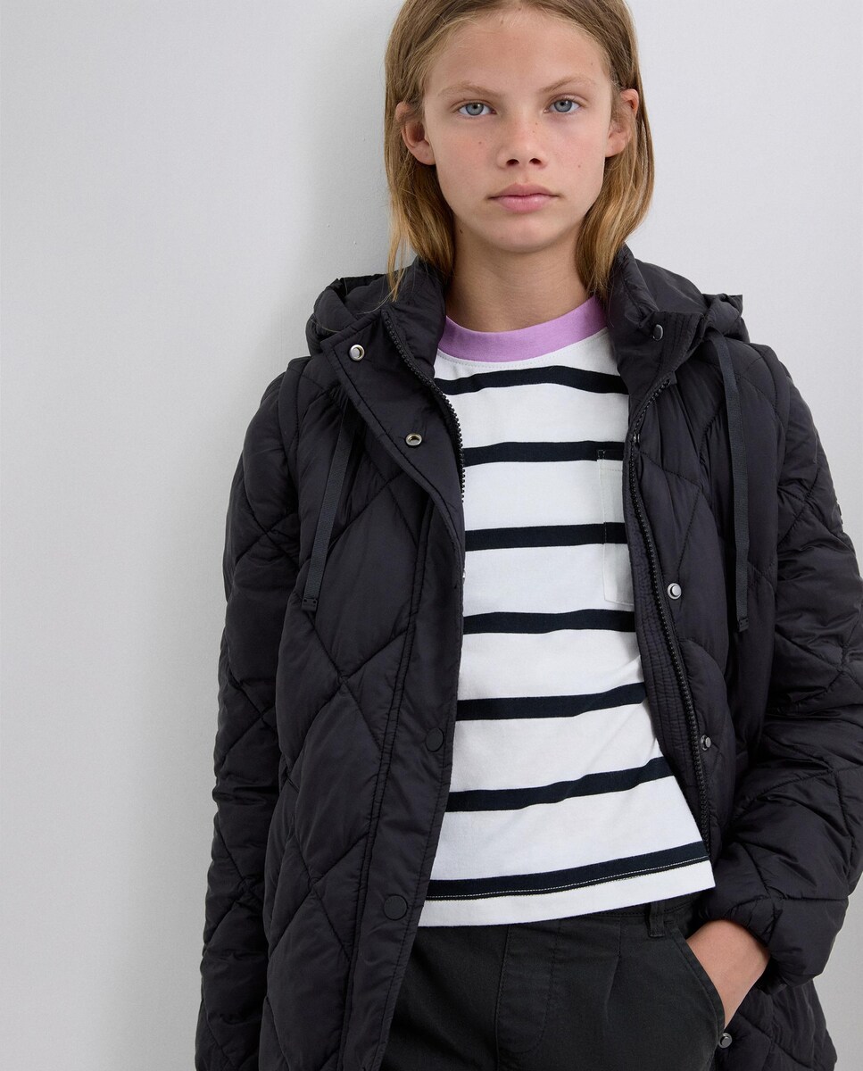 Parka Unissexo com Capuz Integrado e Bolsos Frontais Azul-marinho-5