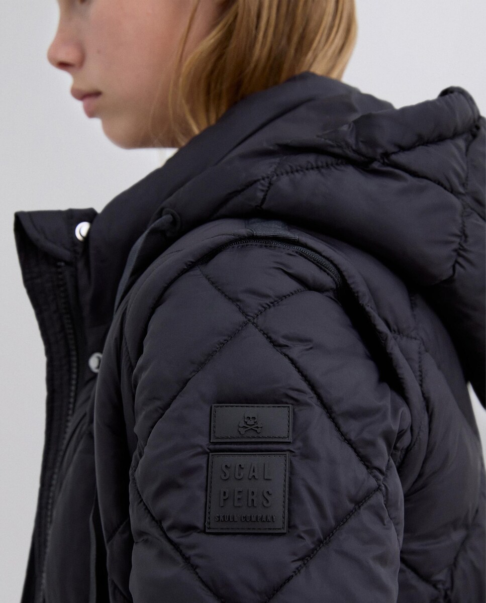 Parka Unissexo com Capuz Integrado e Bolsos Frontais Azul-marinho-7