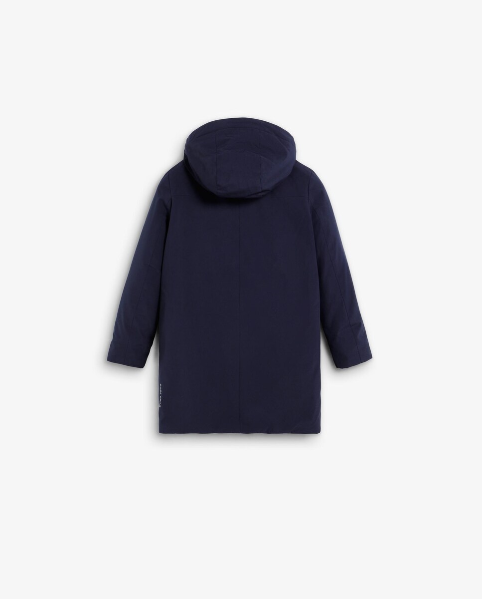 Parka Unissexo com Capuz Integrado e Bolsos Frontais Azul-marinho-9