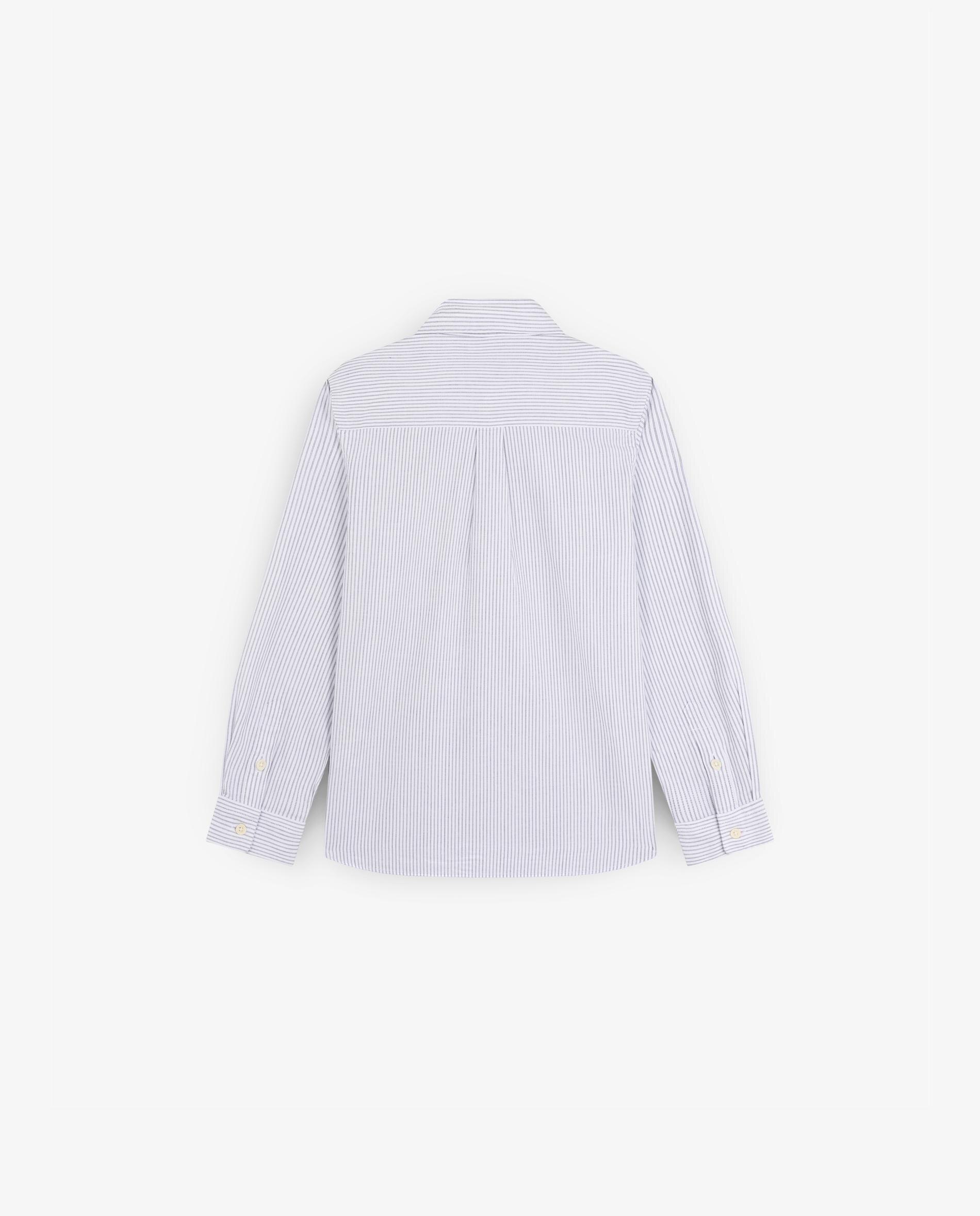 Camisa Infantil Tipo Polo às Riscas de Algodão Azul-5