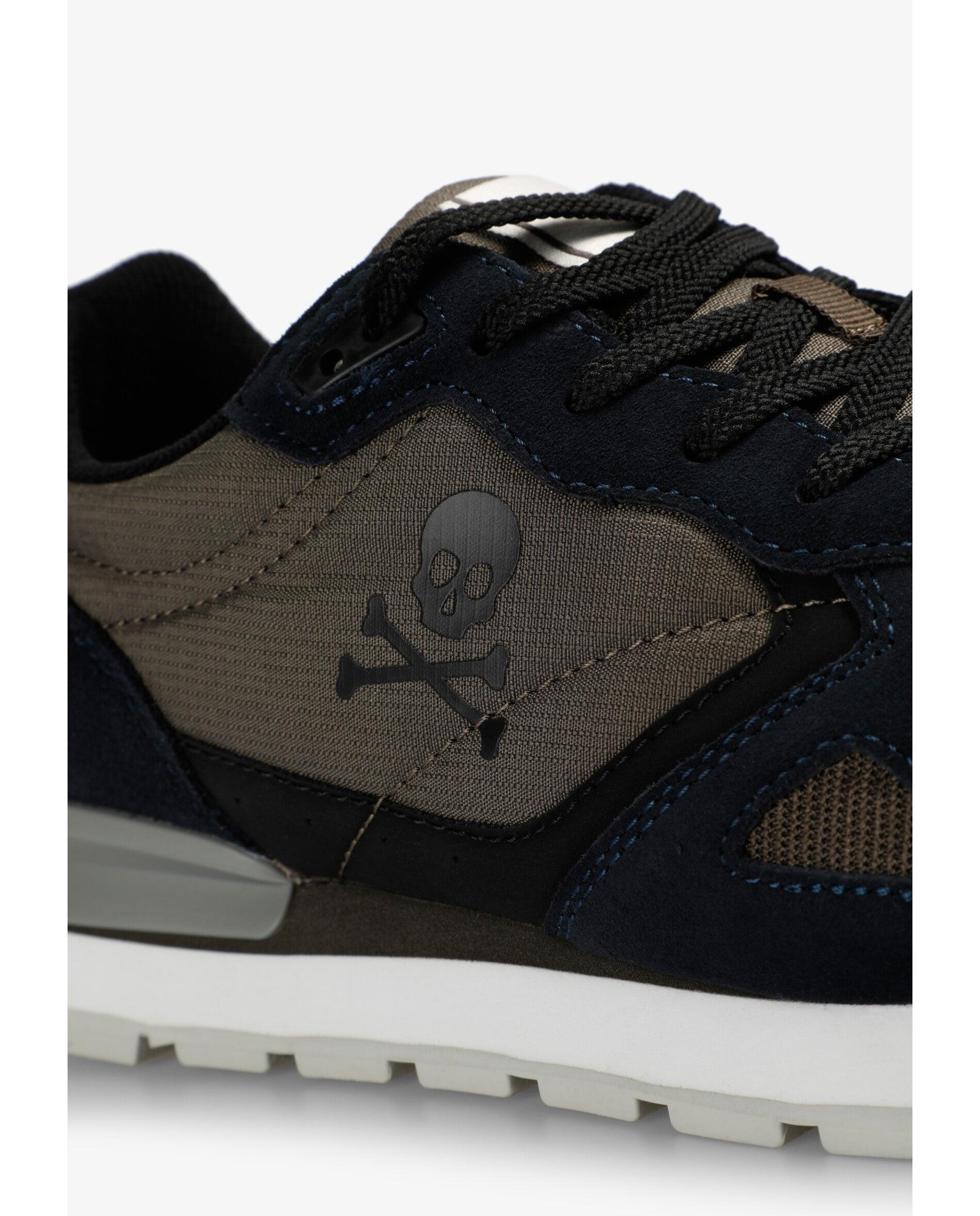 Sapatilhas Desportivas de Pele Baixas com Caveira Printeada Navy-5