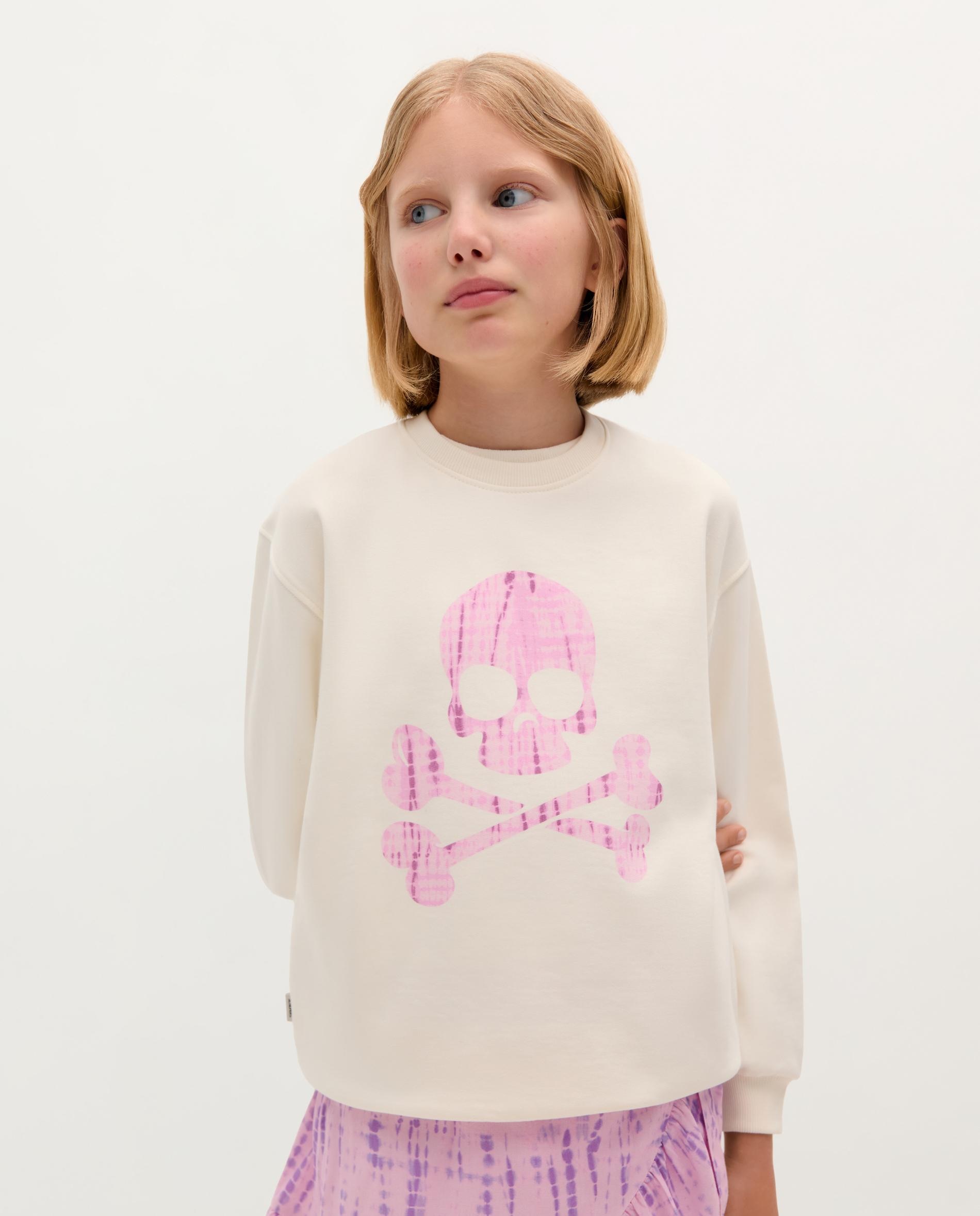 Sweatshirt Infantil de Algodão com Caveira Branco-1