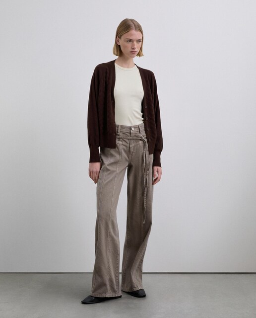 Imagem 0 de Jeans Largo de Cintura Subida com Fecho de Botão e Fecho Zip