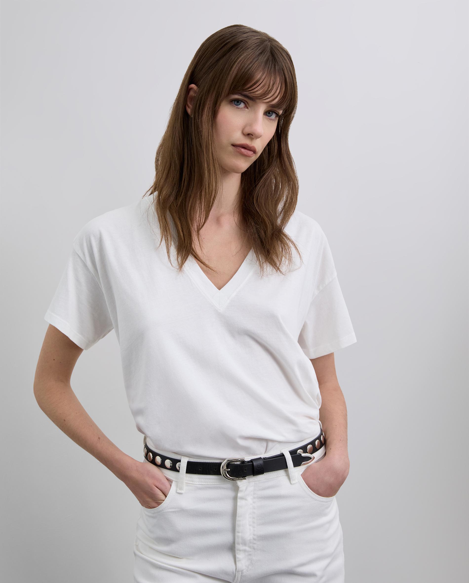 T-shirt de Algodão com Gola Redonda Cru-1