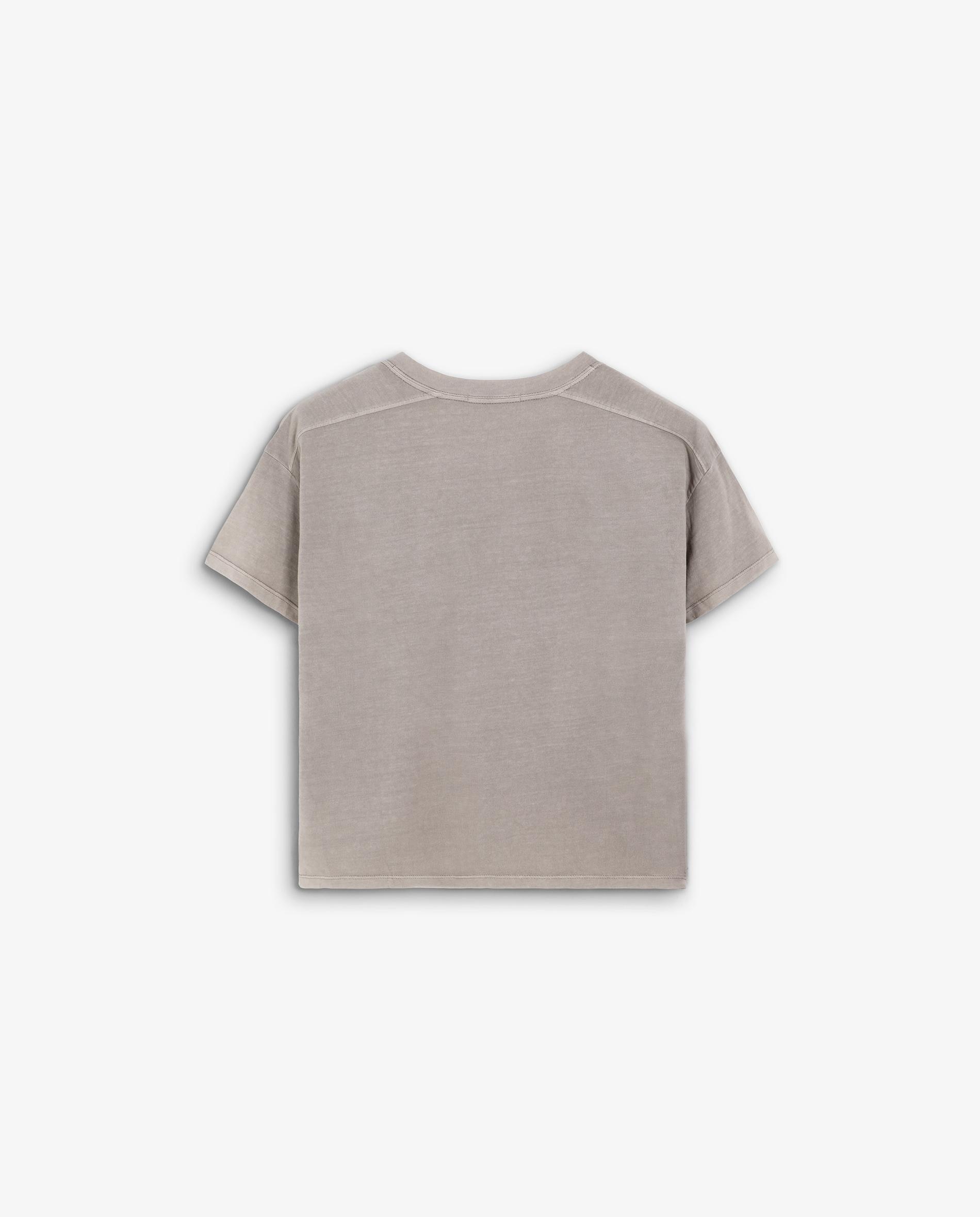 T-shirt de Manga Curta com Gola em V Taupe-6