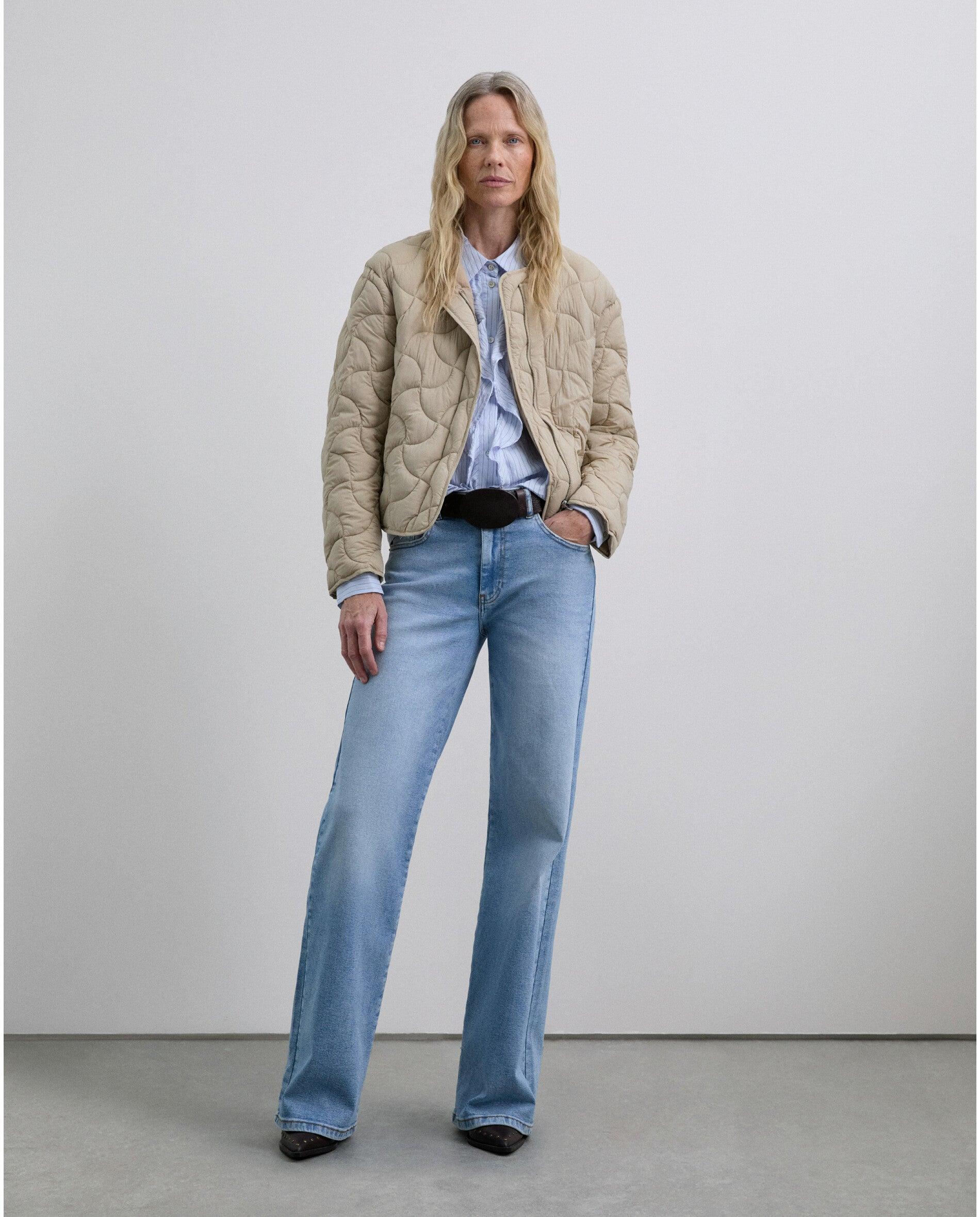 Casaco Acolchoado com Fecho Frontal com Fecho Zip Natural-1