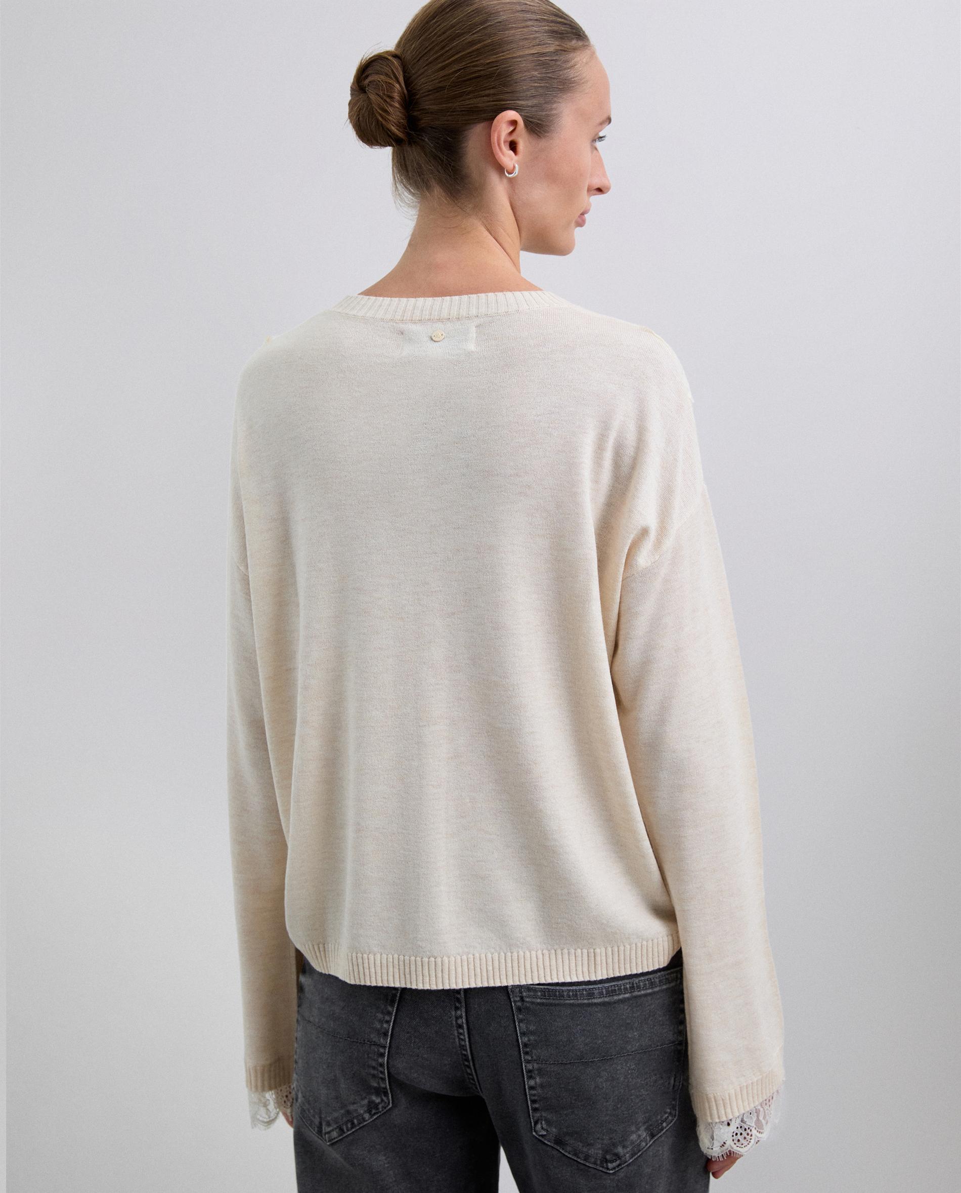Camisola de Lã com Renda Bege-3