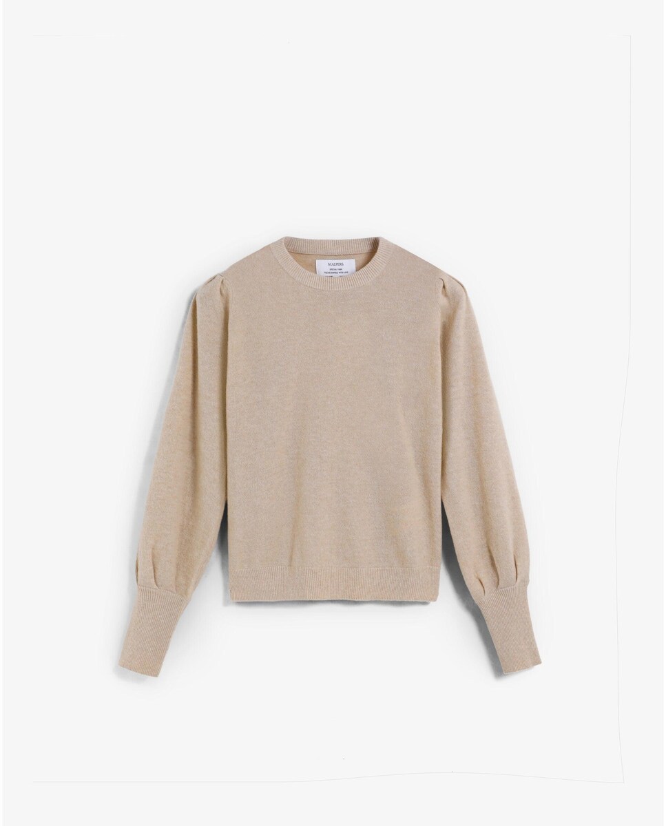 Camisola com Mangas Abalonadas Areia-5