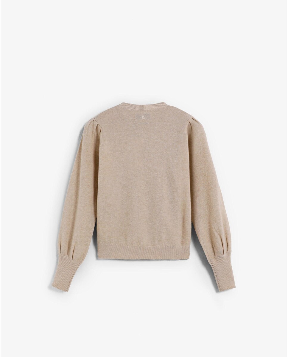 Camisola com Mangas Abalonadas Areia-6