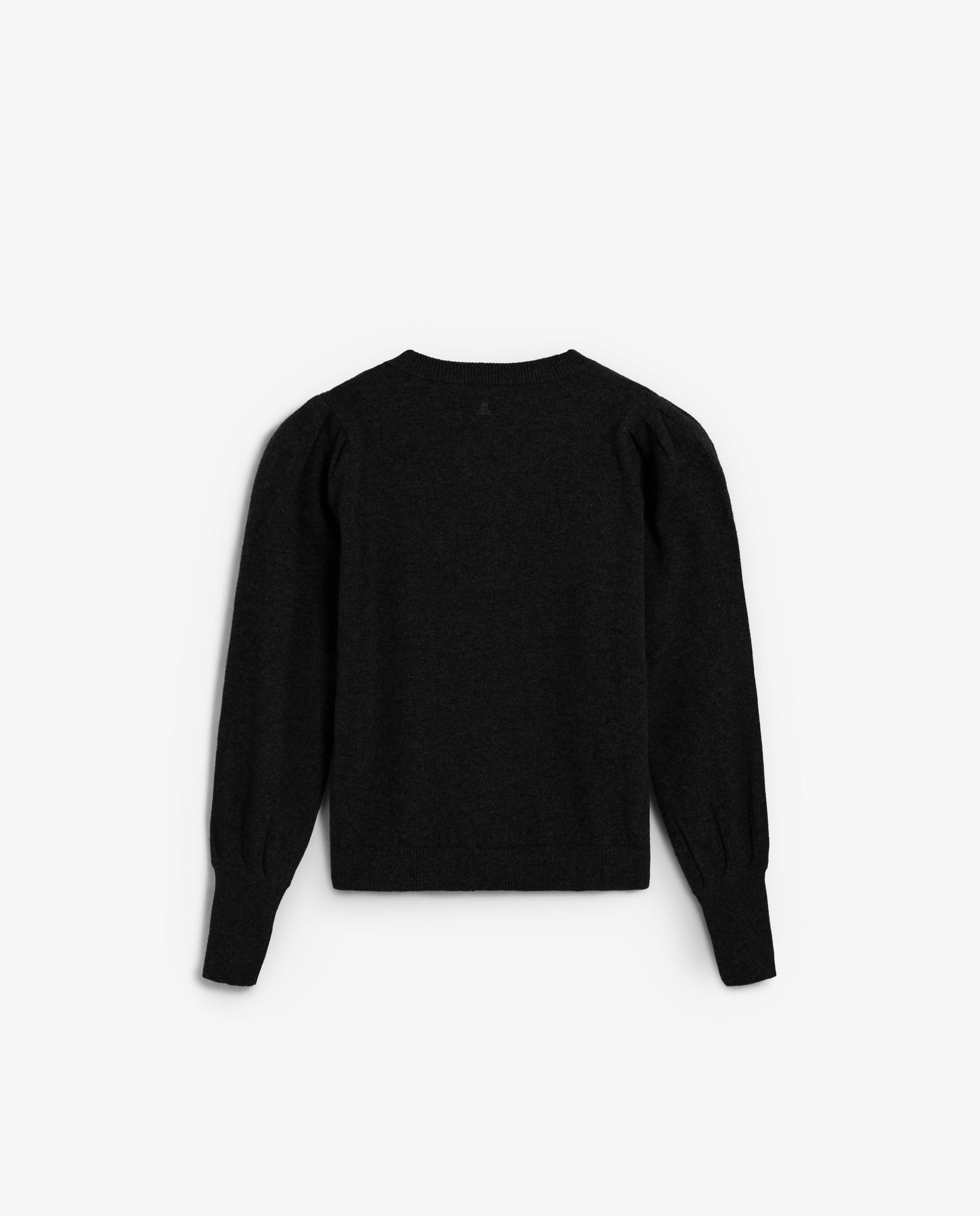 Camisola de Manga Comprida e Gola em V Preto-6