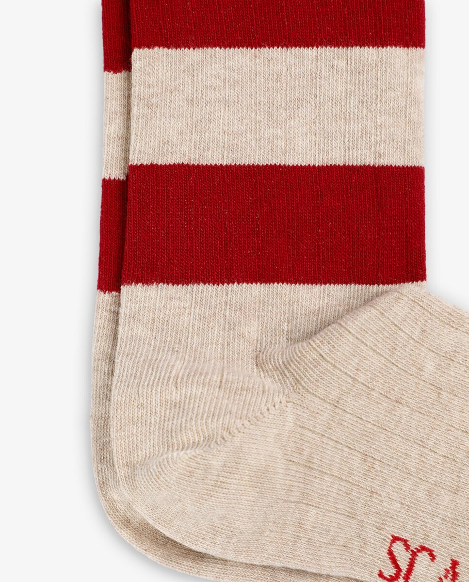 Meias Altas Infantil Estampadas de Algodão Vermelho-2