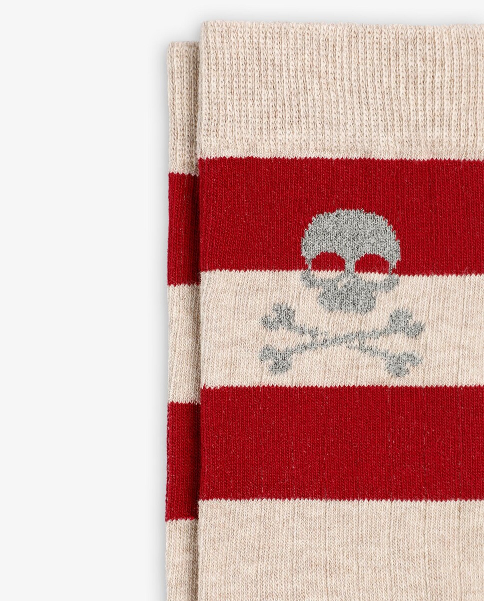 Meias Altas Infantil Estampadas de Algodão Vermelho-3