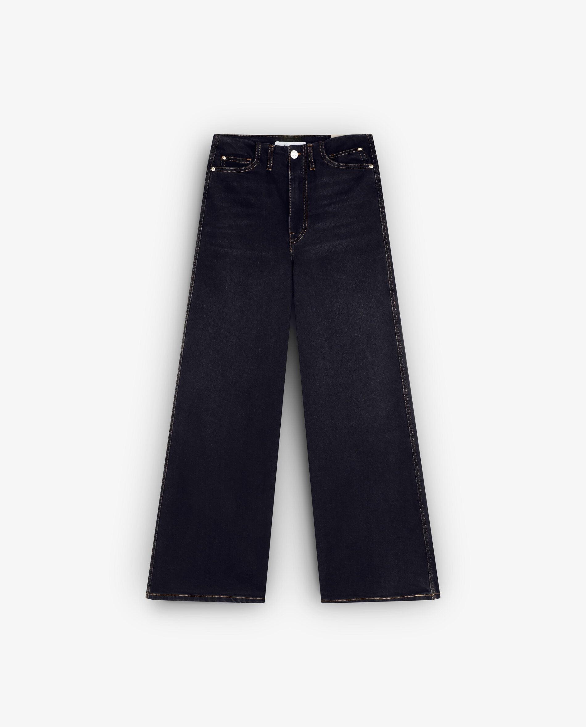 Jeans com Corte a Direito de Cintura Alta e Corte Culotte Preto-4