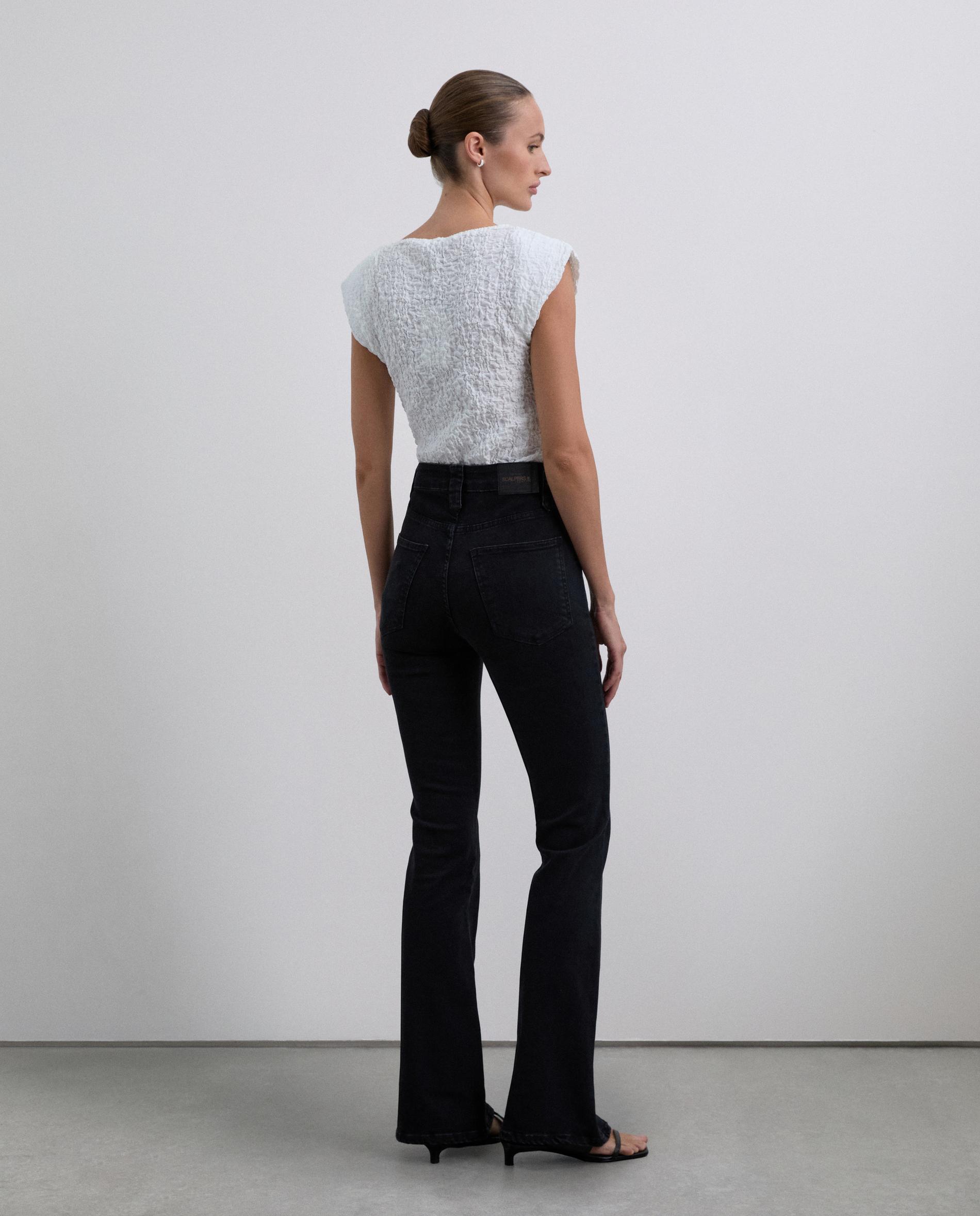 Jeans de Corte Bootcut e Cintura Alta Preto-2