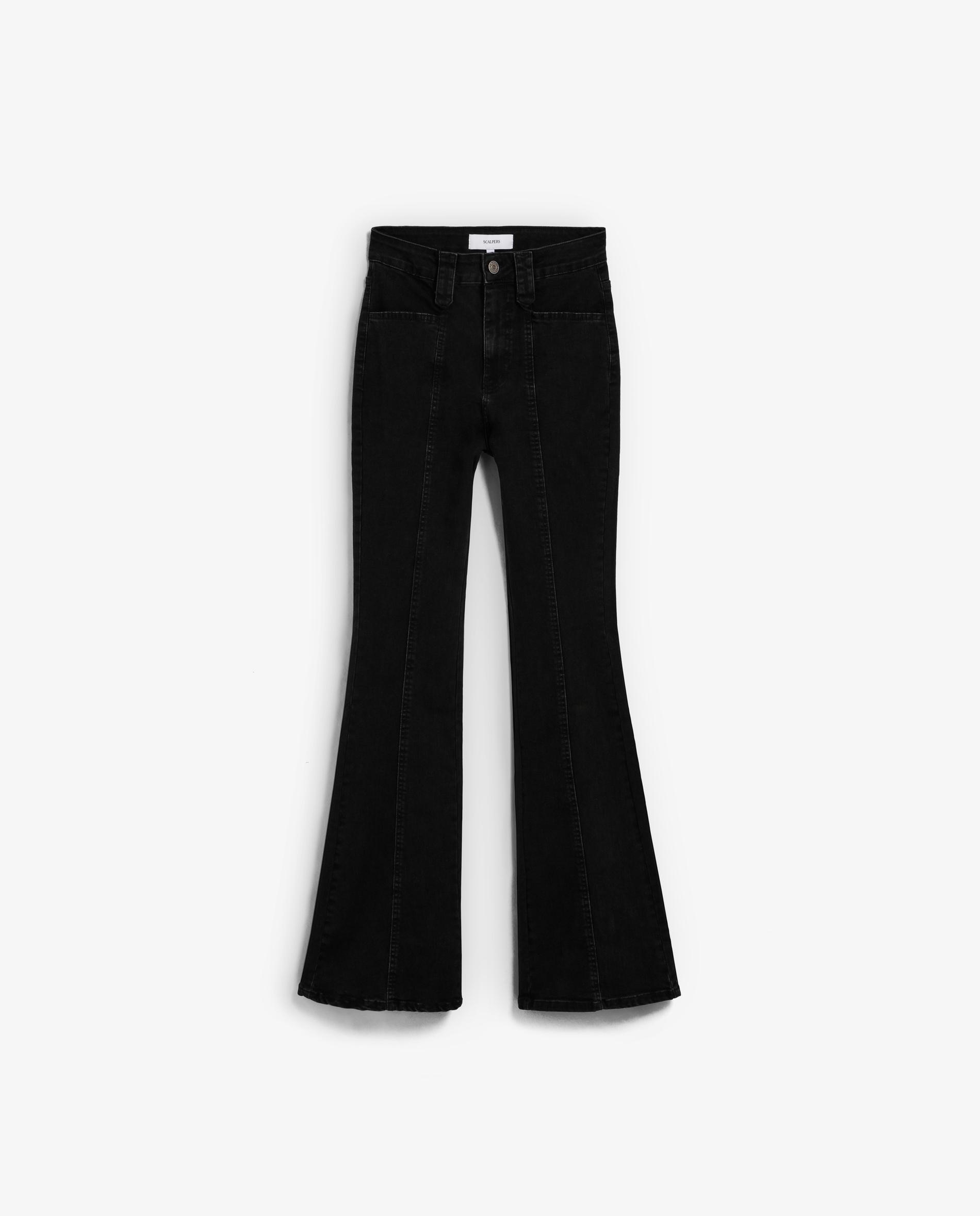 Jeans de Corte Bootcut e Cintura Alta Preto-5