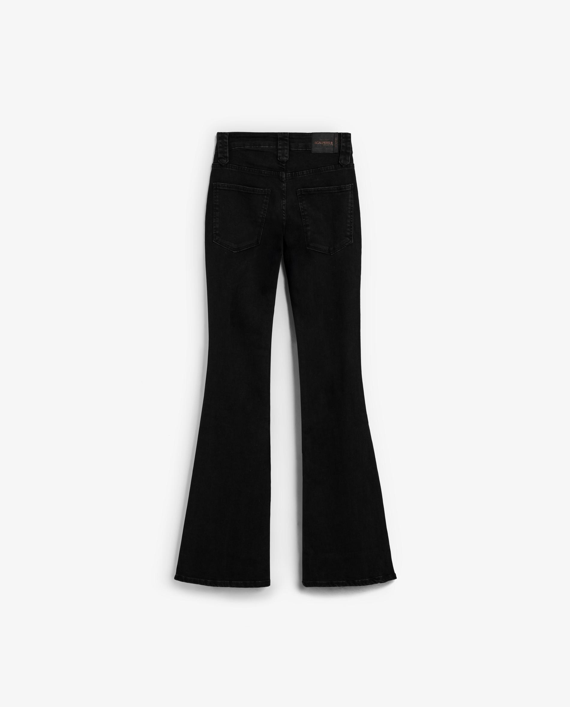 Jeans de Corte Bootcut e Cintura Alta Preto-6