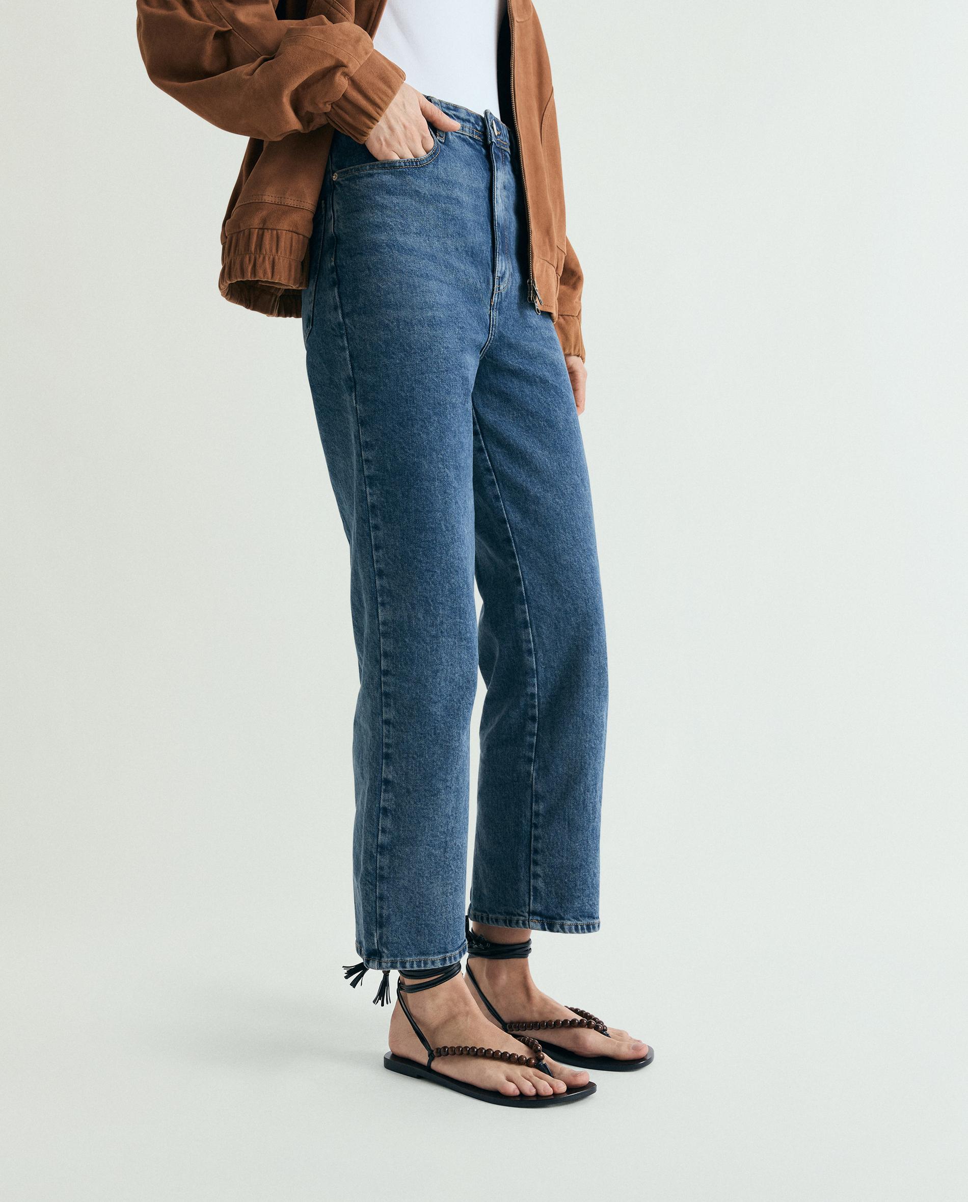 Jeans Largos Relaxed Fit de Cintura Subida Azul-índigo-2