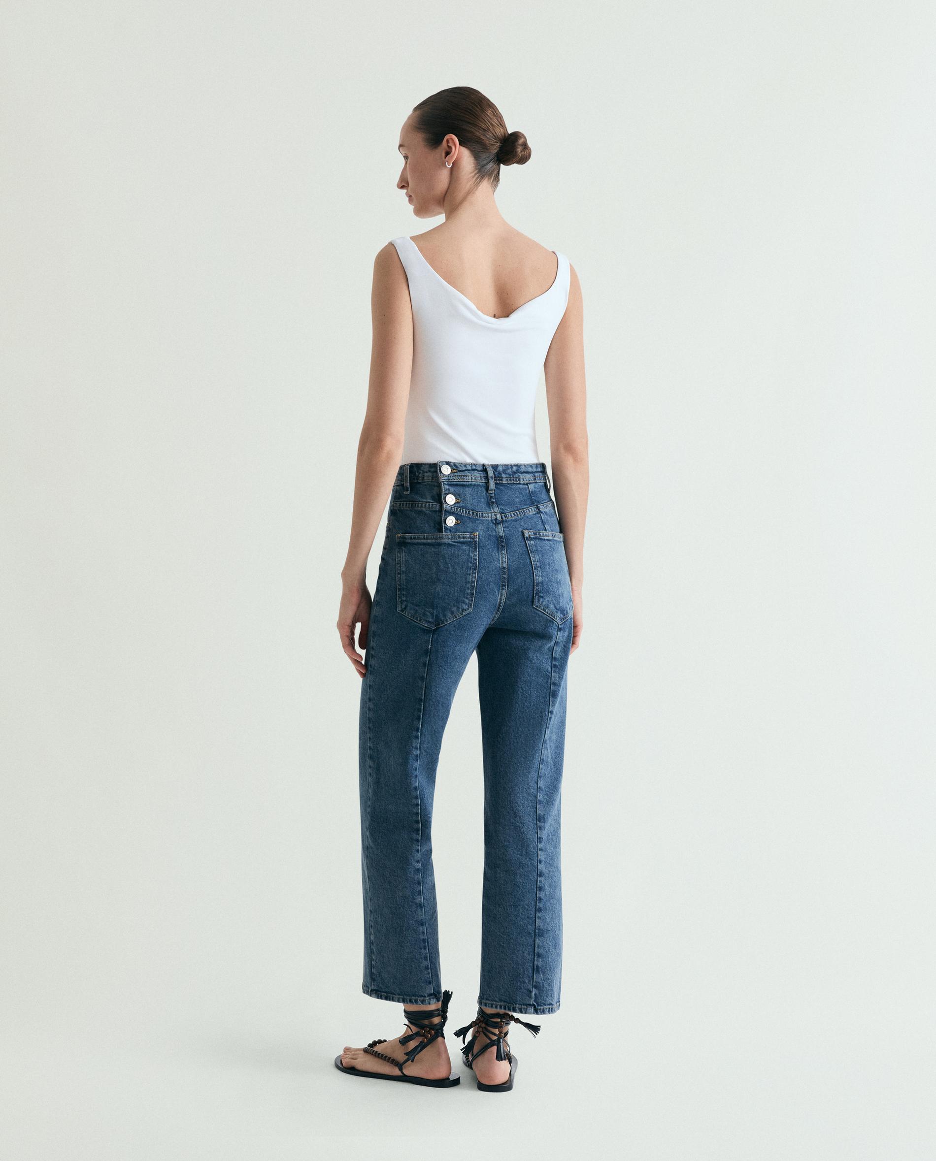 Jeans Largos Relaxed Fit de Cintura Subida Azul-índigo-3