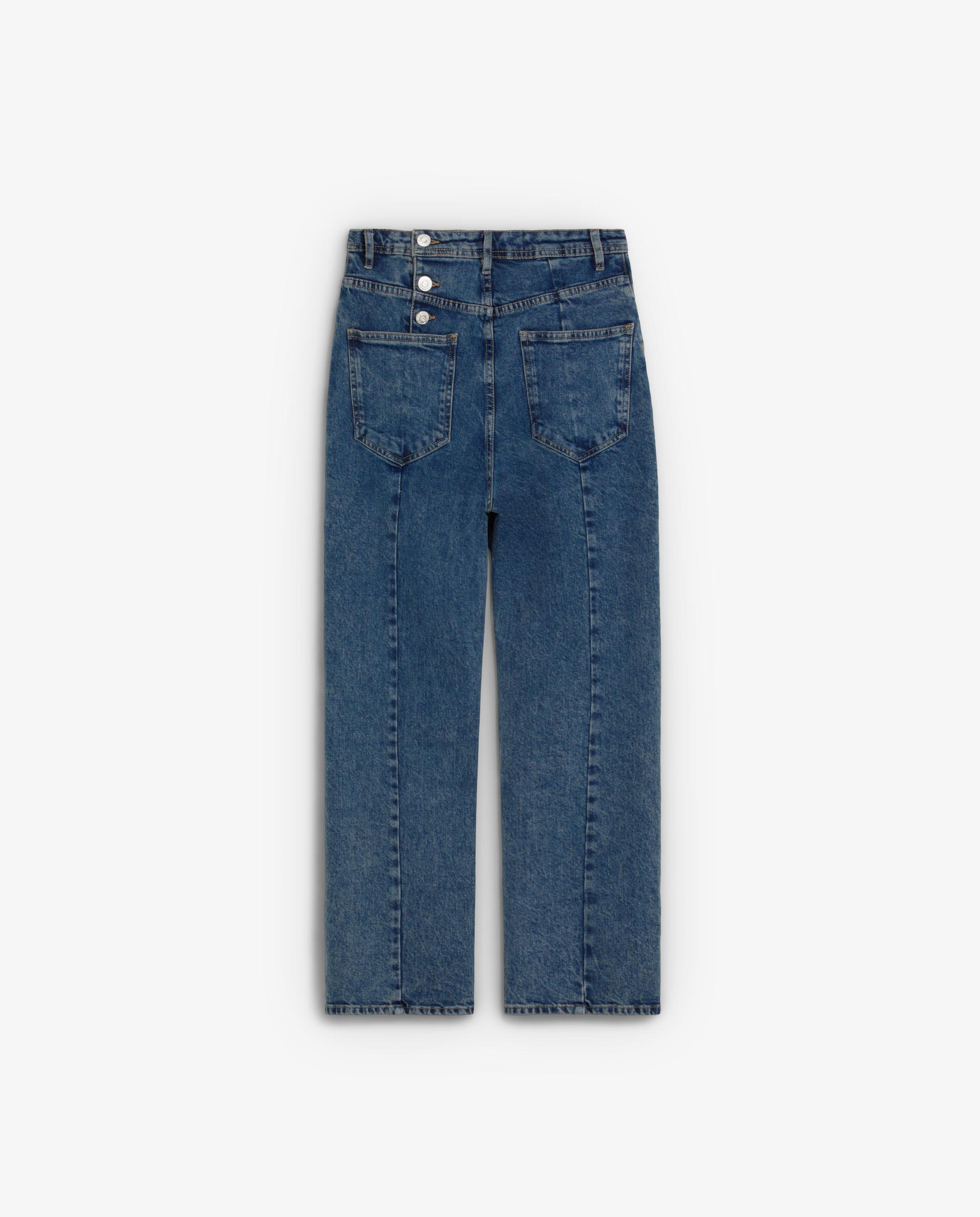 Jeans Largos Relaxed Fit de Cintura Subida Azul-índigo-6