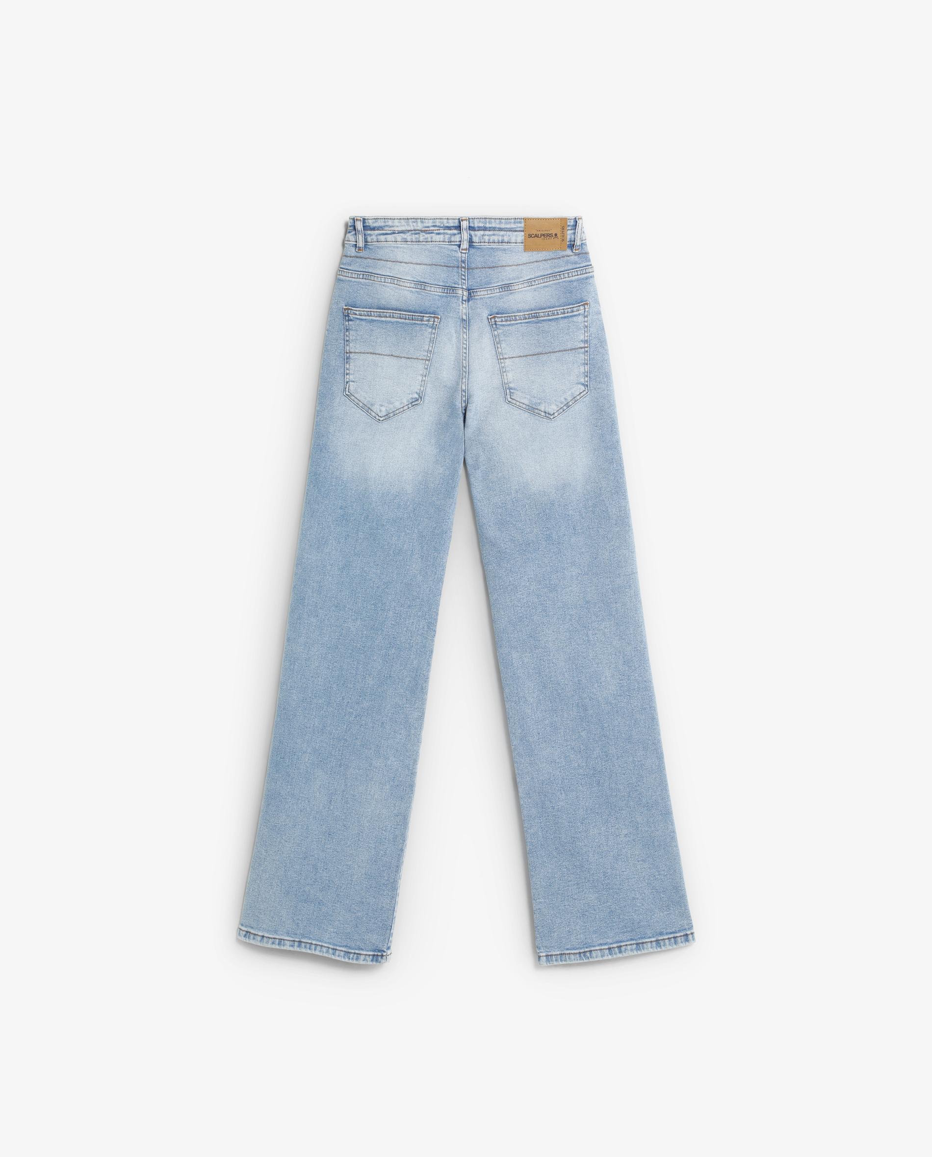 Jeans com Corte a Direito com Cintura Média e Bolsos Azul-claro-6