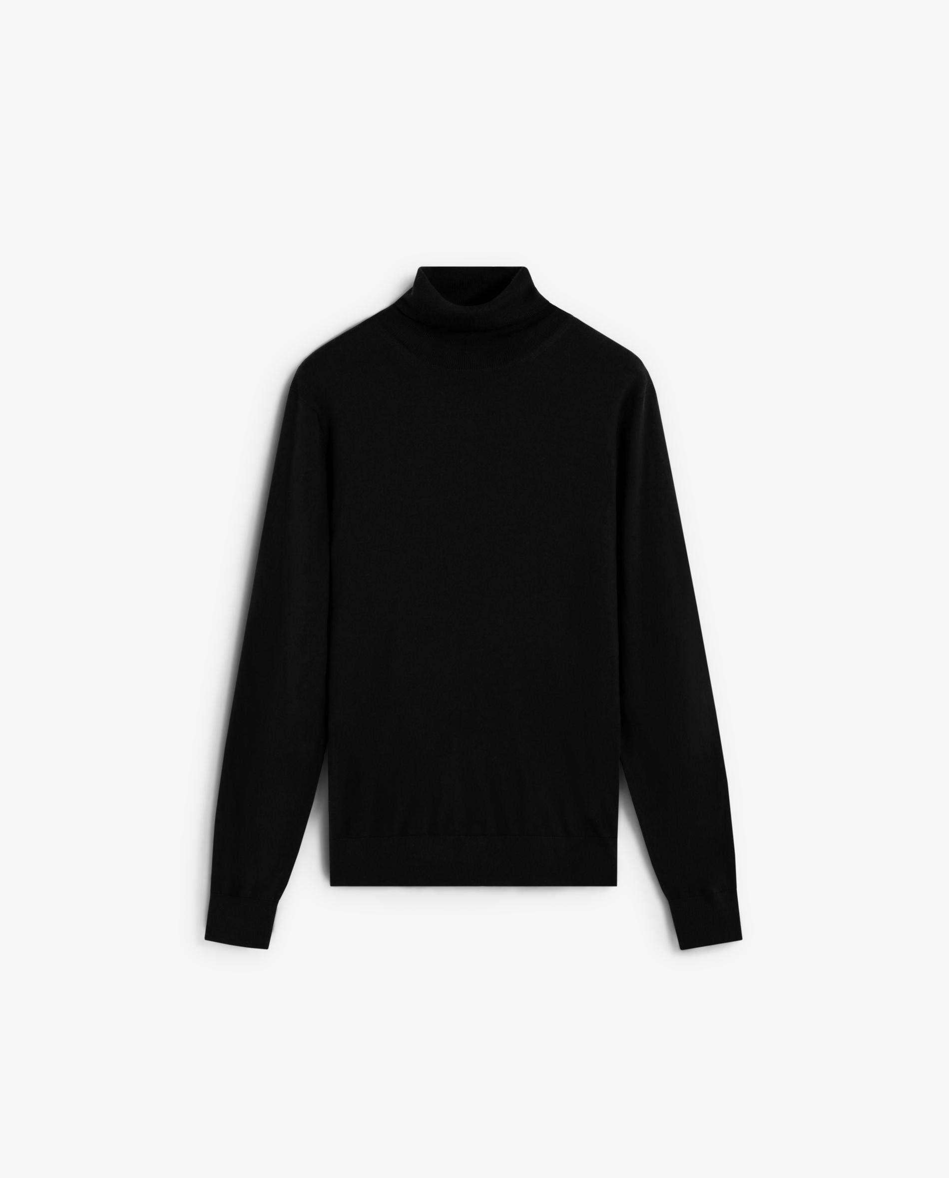 Camisola Lisa com Gola Alta Preto-5