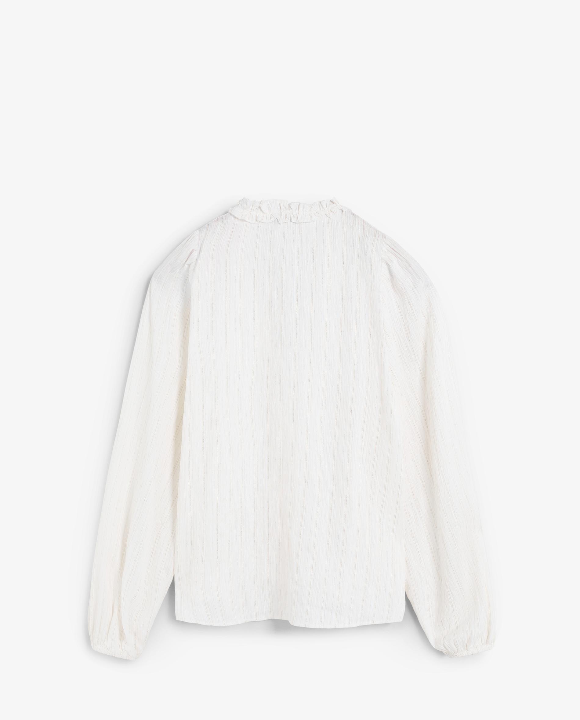Blusa com Decote em V com Folho Branco-6