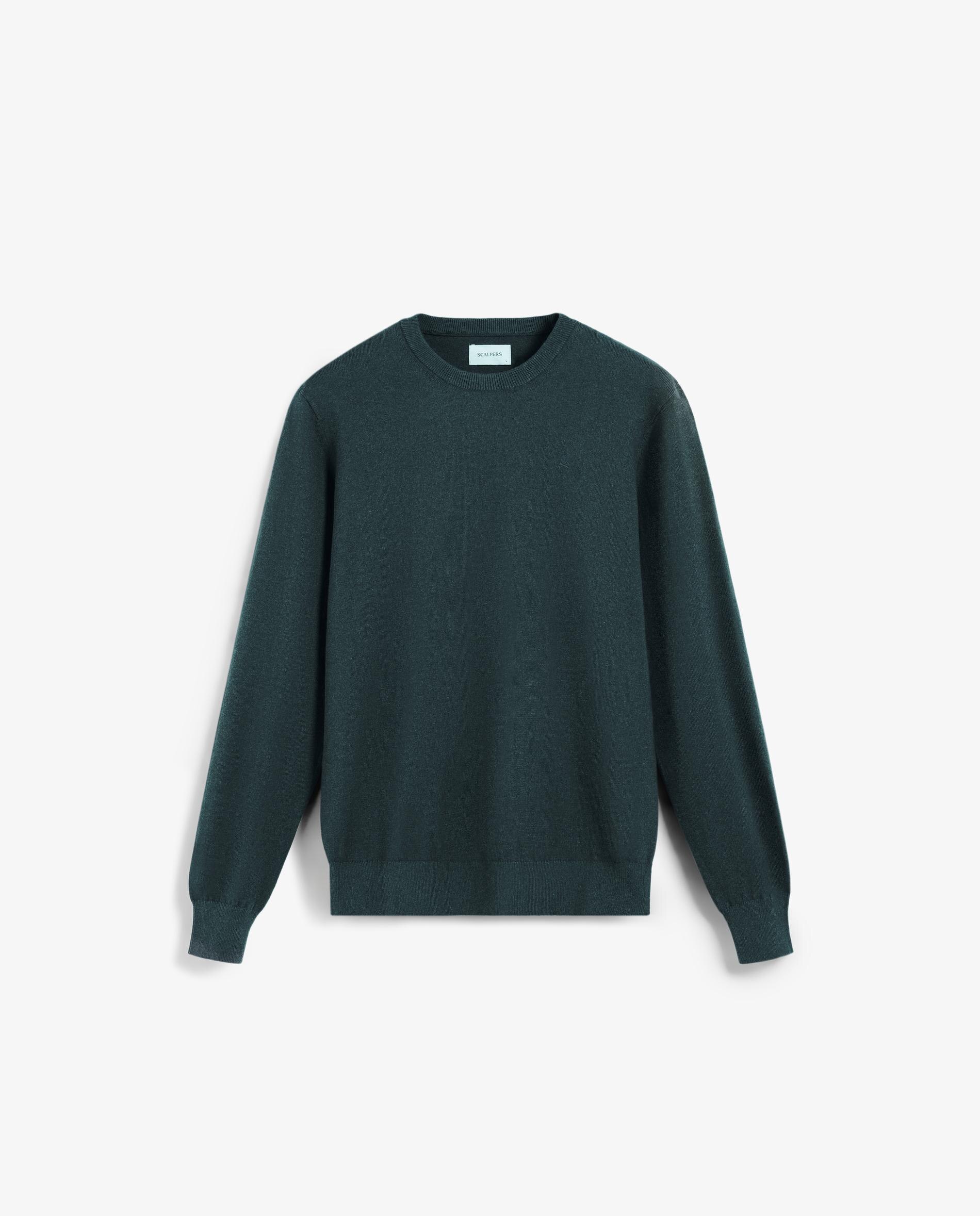 Camisola com Gola Redonda e Caveira Bordada em Peito Verde-escuro-5
