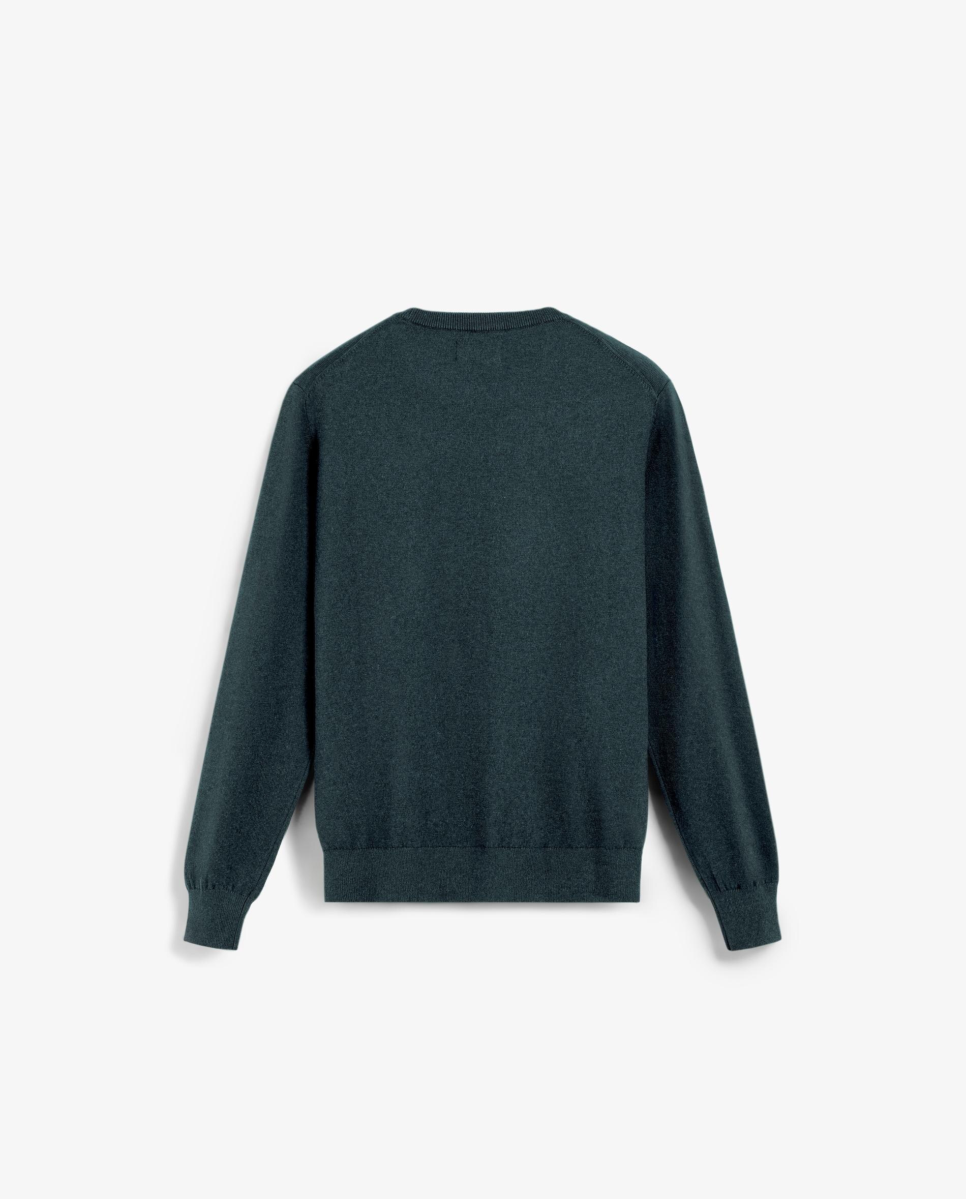 Camisola com Gola Redonda e Caveira Bordada em Peito Verde-escuro-6