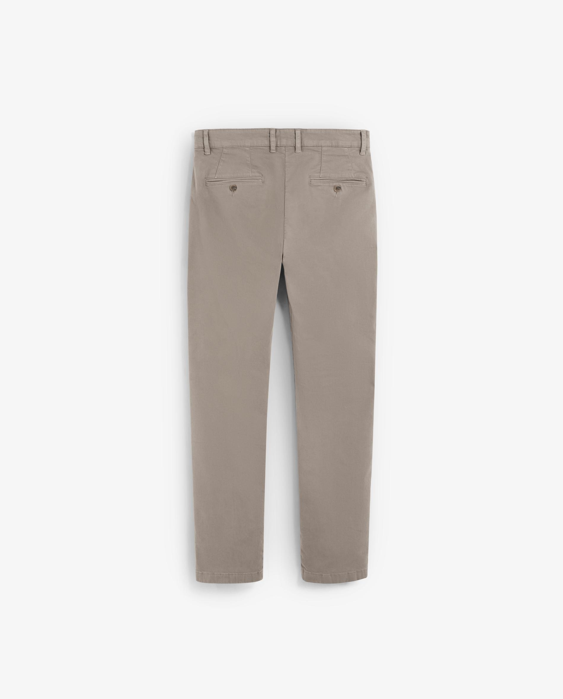 Calças Chino Ligeiramente Elásticas com Pinças e Bolsos Castanho-pedra-6