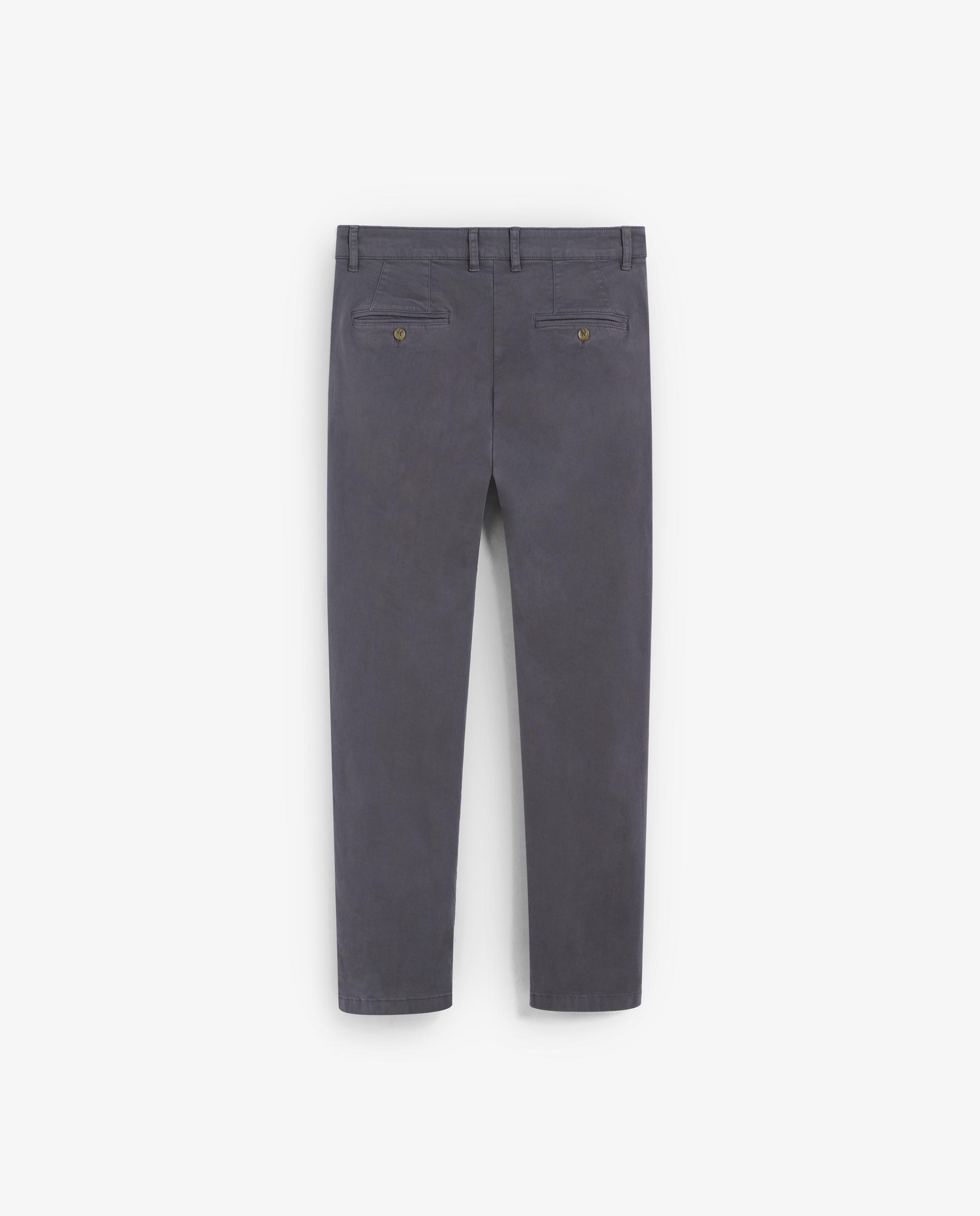 Calças Chino Ligeiramente Elásticas com Pinças e Bolsos Cinzento-escuro-6