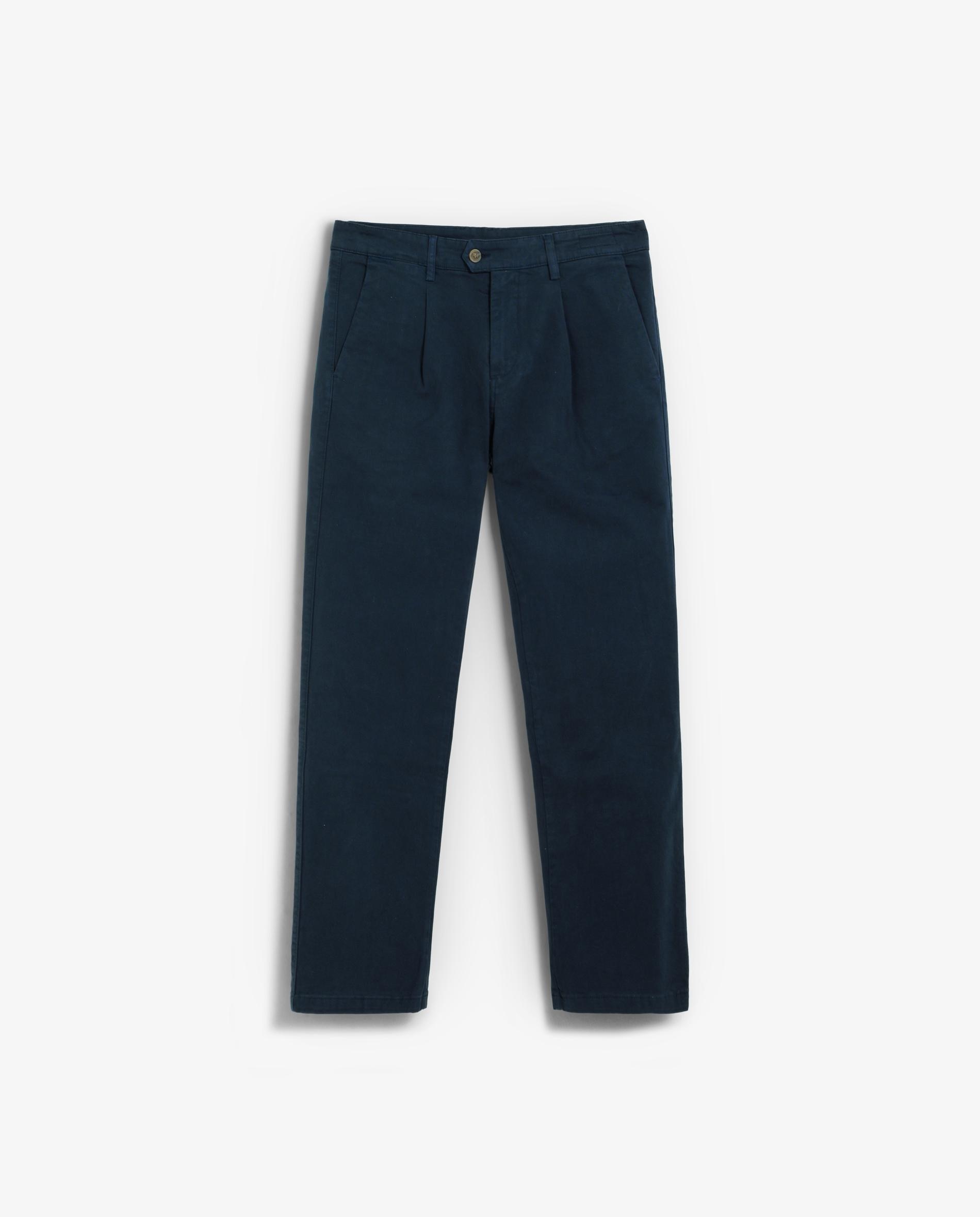 Calças Chino Folgadas com Pregas Navy-5