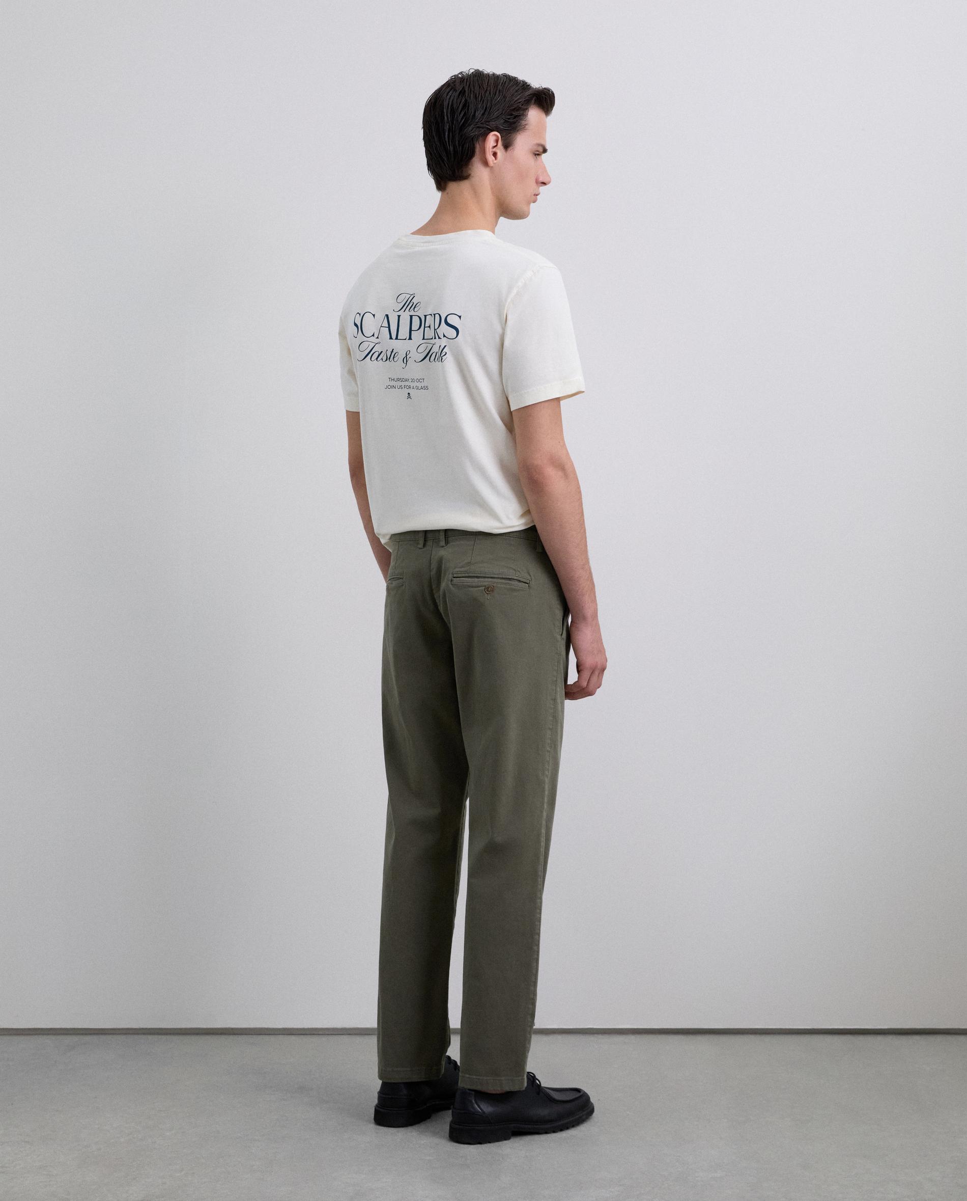 Calças Chino de Algodão com Pinças Verde-militar-3