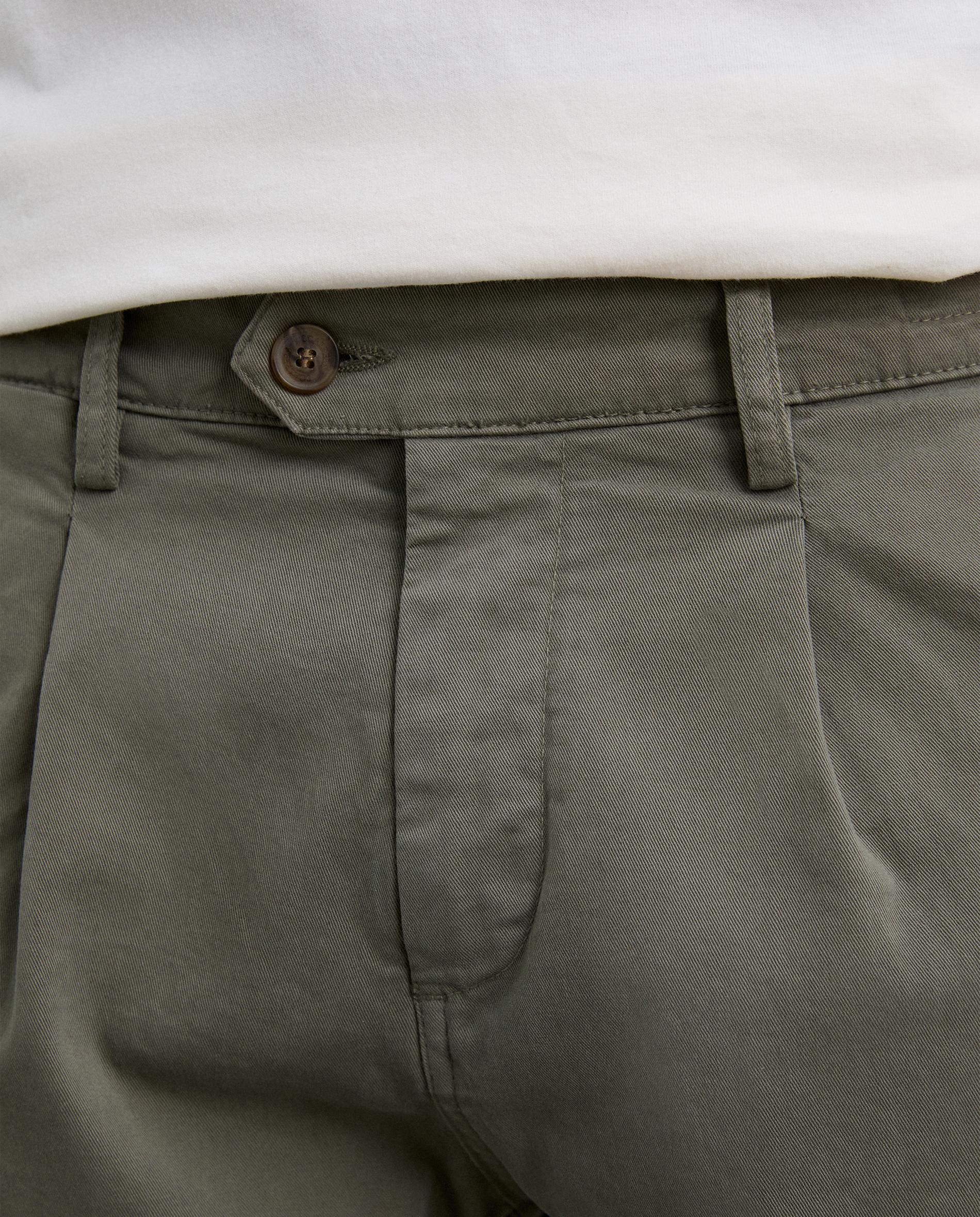 Calças Chino de Algodão com Pinças Verde-militar-5