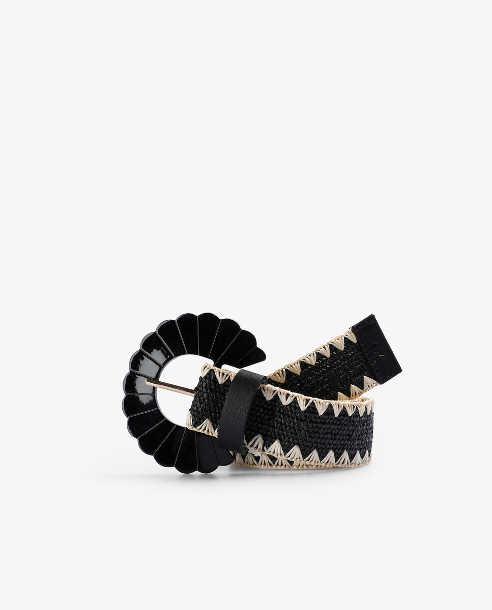 Cinto com Fecho de Fivela com Forma de Semicírculo Preto-1
