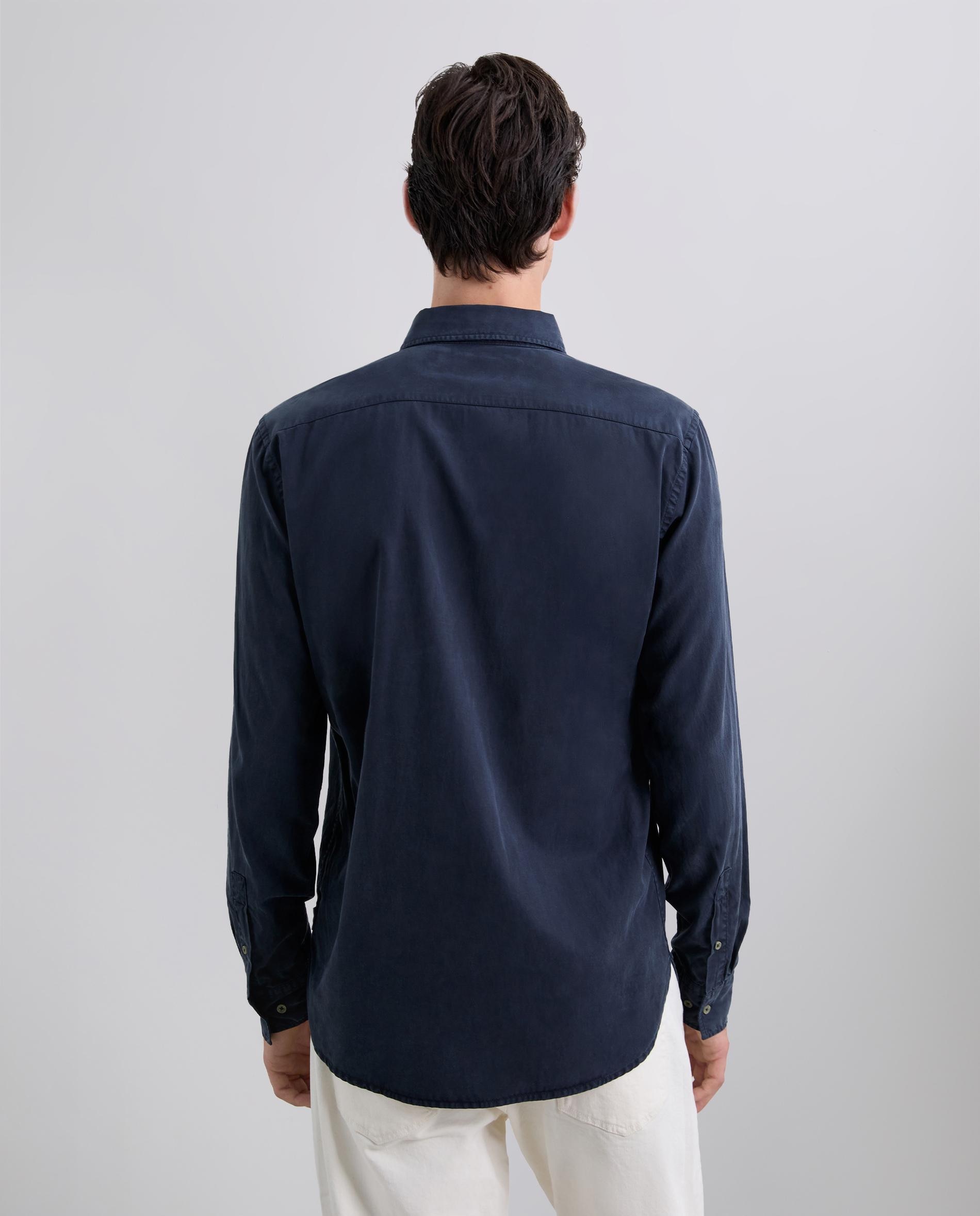 Camisa Regular Fit com Bolso no Peito Azul-3