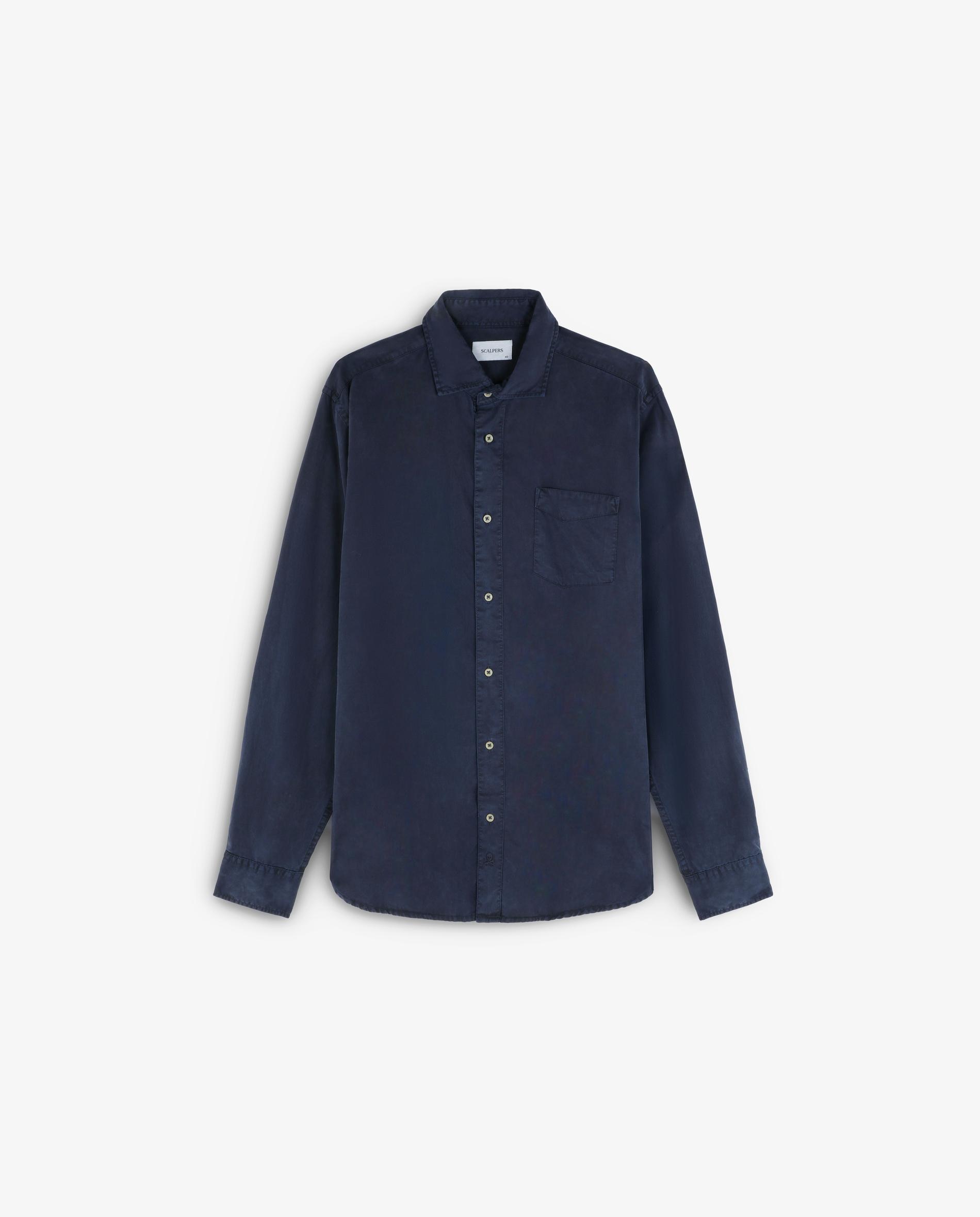 Camisa Regular Fit com Bolso no Peito Azul-5