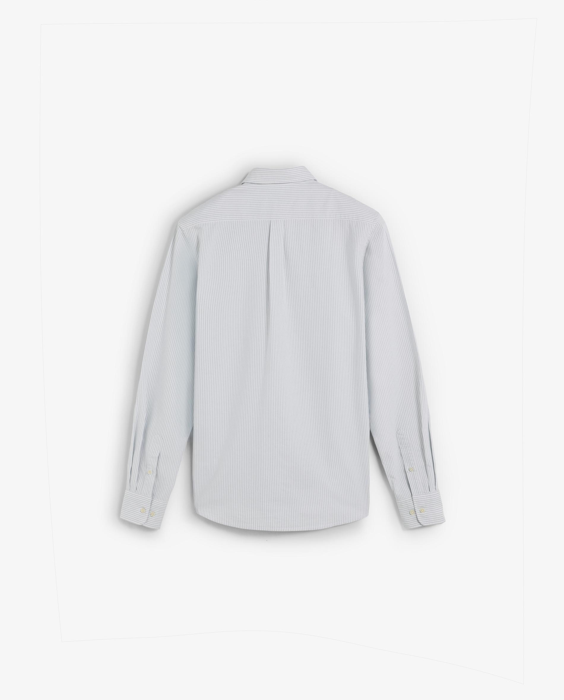 Camisa Oxford com Estampado Às Riscas e Caveira Bordada em Contraste no Peito Verde-claro-6