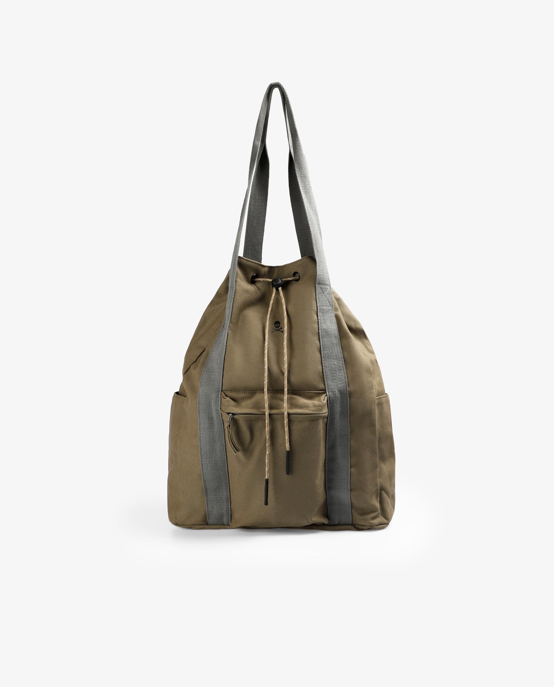 Imagem 0 de Mochila Estilo Tote de Algodão com Alças Compridas para Ombro