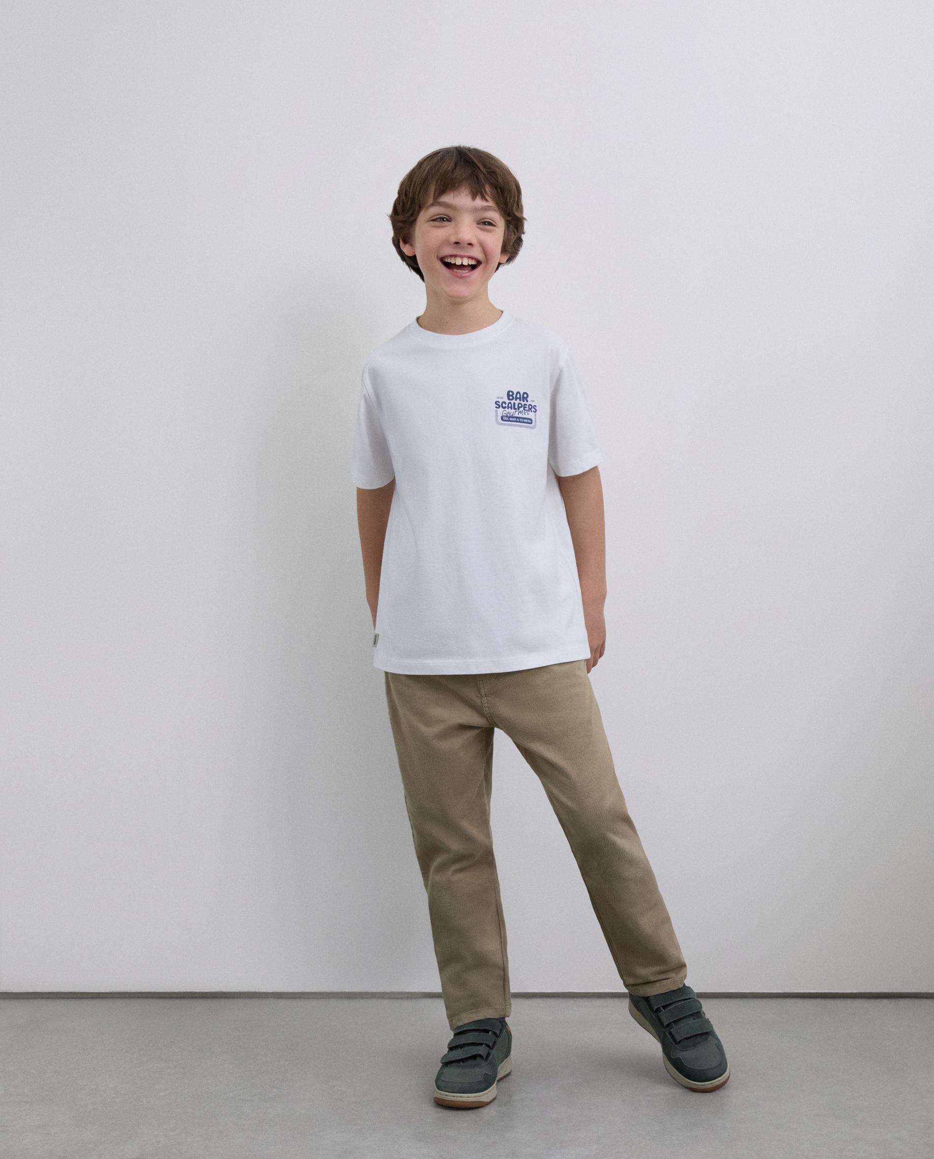 T-shirt Infantil de Manga Curta Regular Fit com Logo no Peito e Costas Scalpers Branco-3