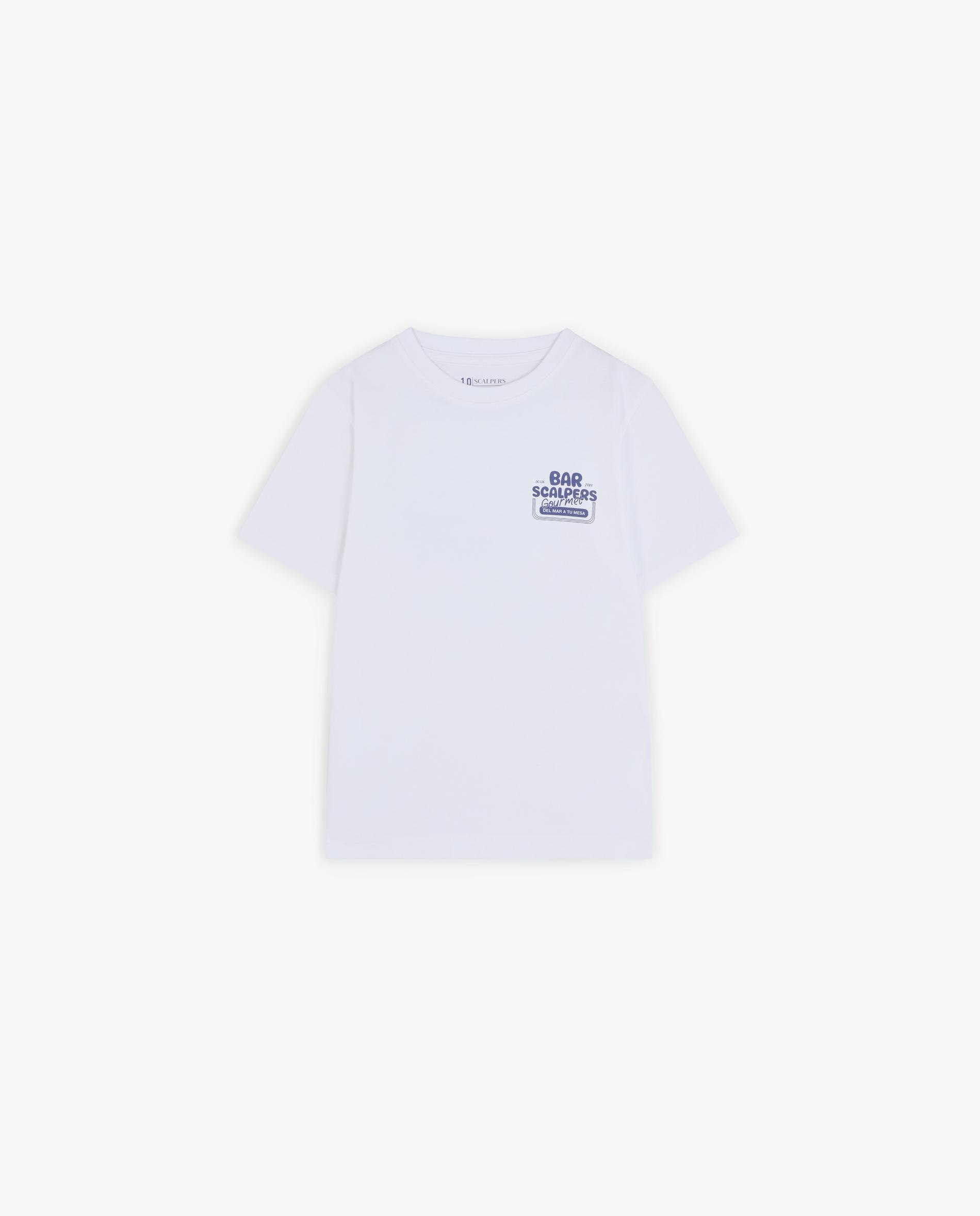 T-shirt Infantil de Manga Curta Regular Fit com Logo no Peito e Costas Scalpers Branco-5