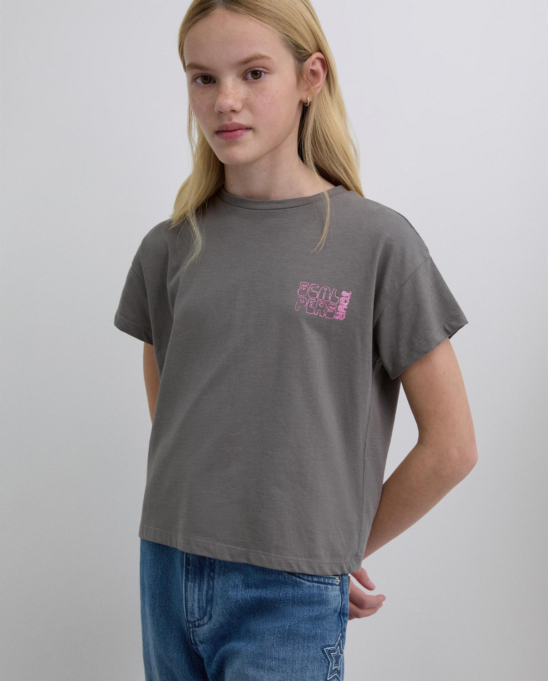 T-shirt Infantil de Manga Curta de Algodão Scalpers Antracite-1