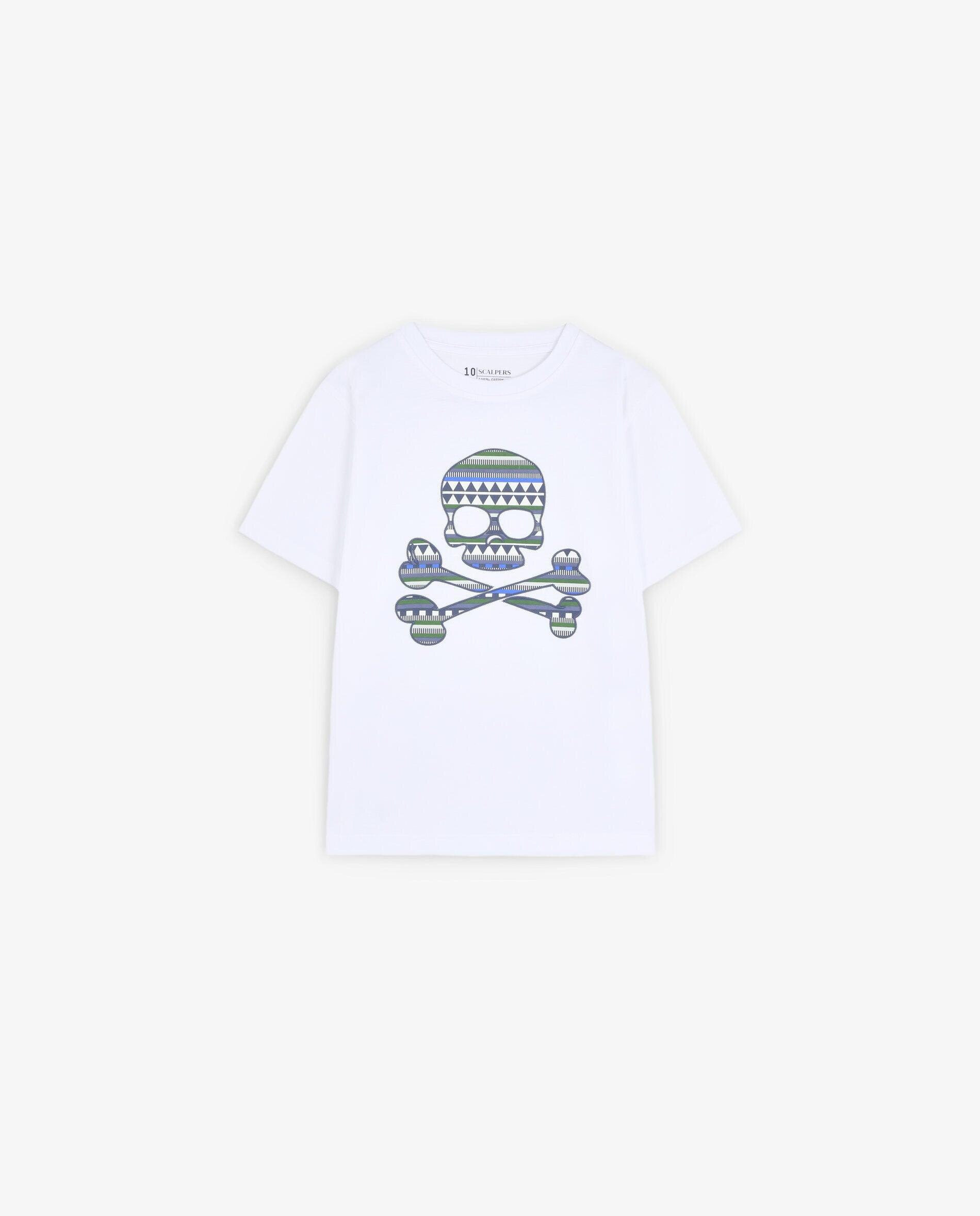 T-shirt Infantil de Manga Curta com Caveira Branco-5