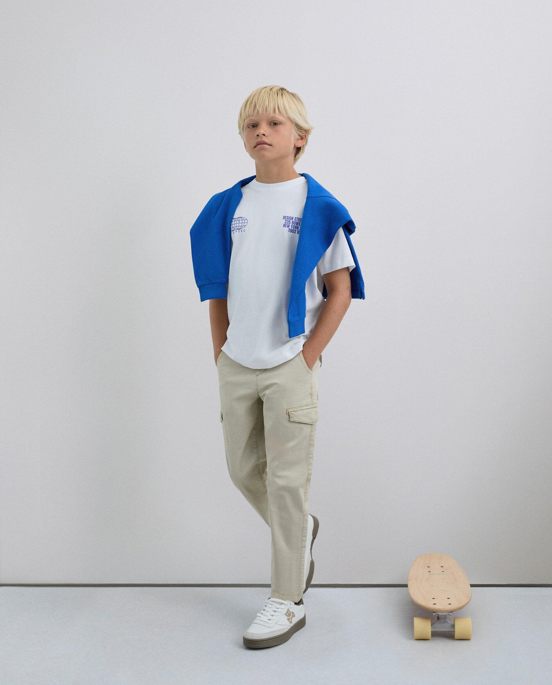 T-shirt Infantil de Manga Curta em Algodão Orgânico Scalpers Branco-1