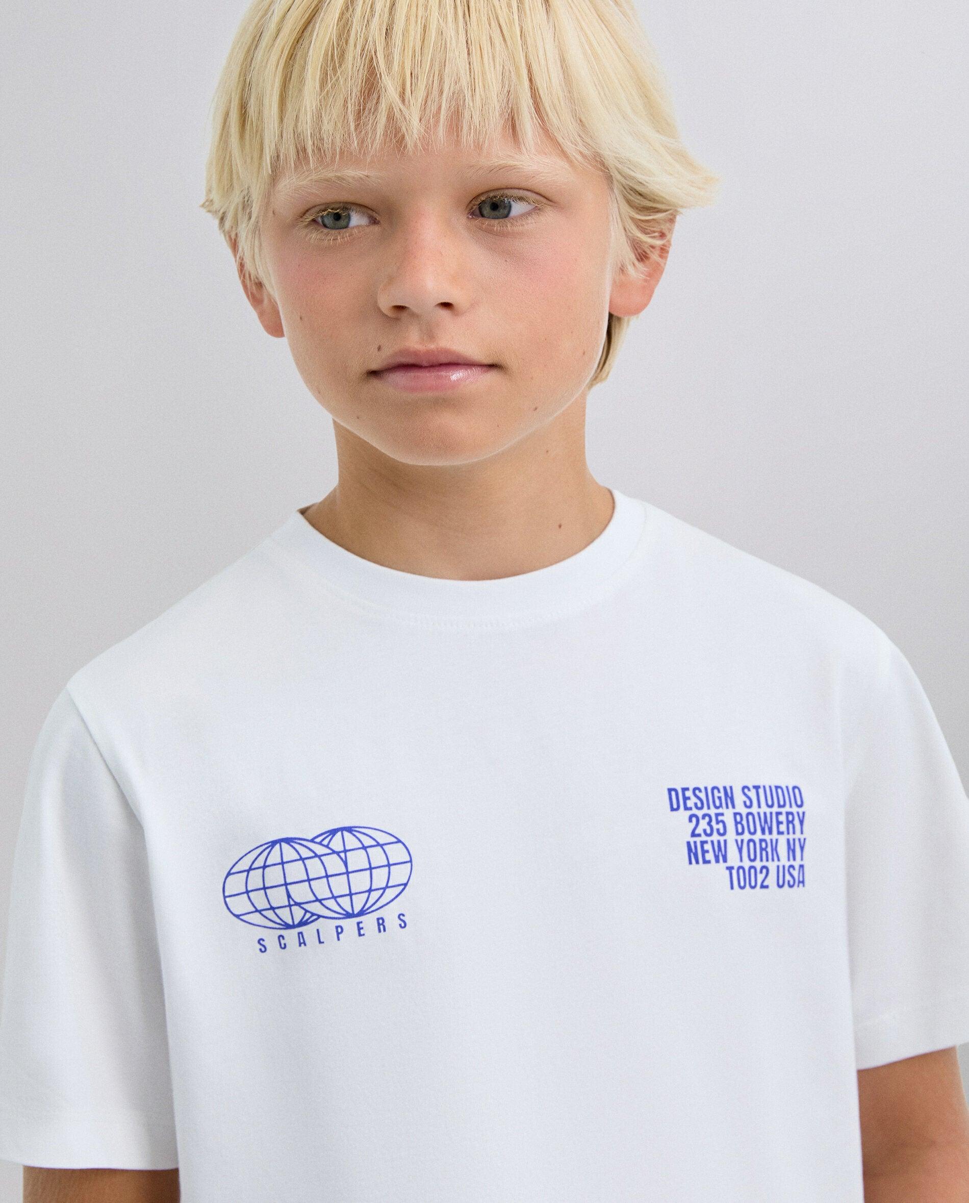T-shirt Infantil de Manga Curta em Algodão Orgânico Scalpers Branco-4